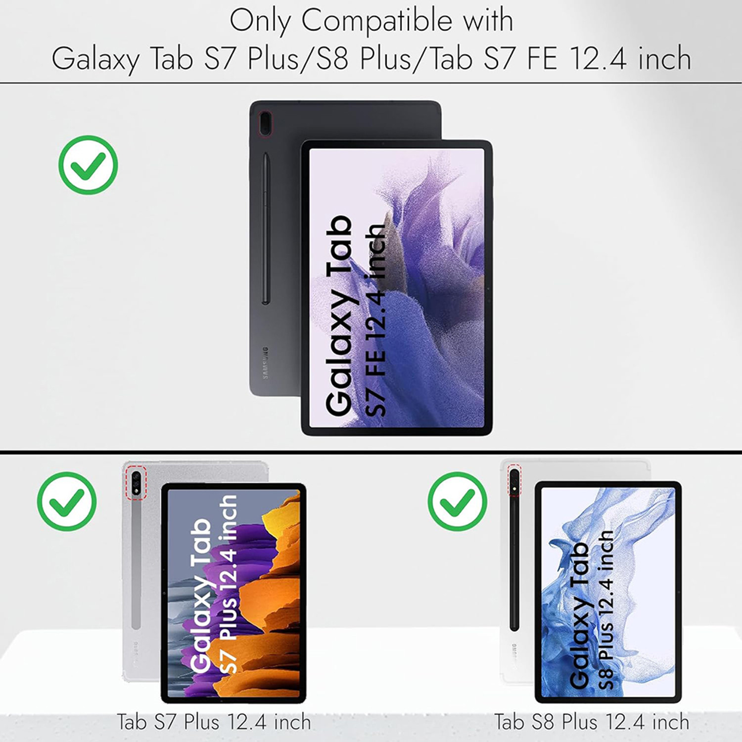 Image of Casotec Flip Cover for Samsung Tab S7 FE /Tab S8 Plus /Tab S7 Plus 12.4 inch