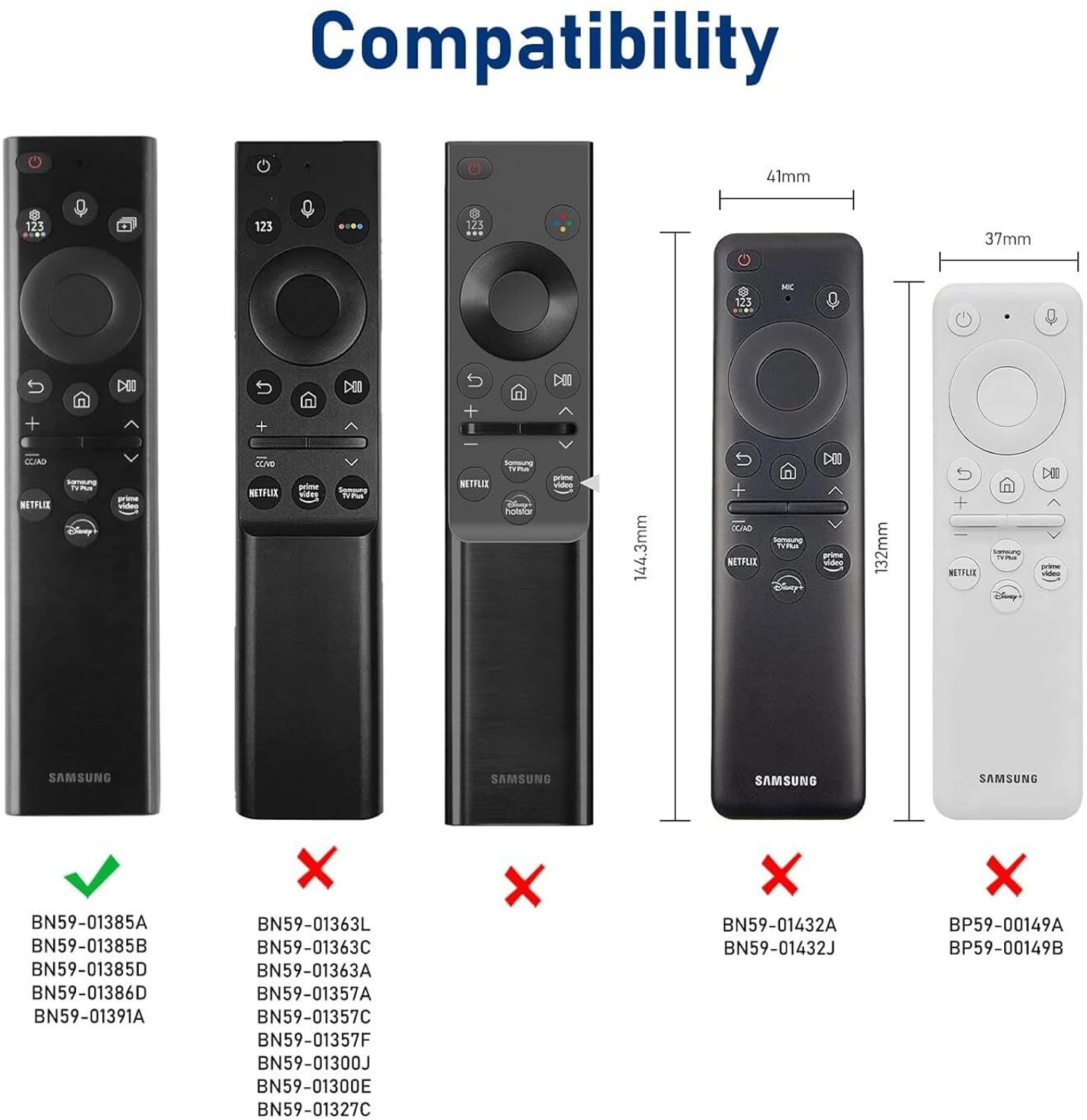 Image of CALDIPREE Front & Back Case for Samsung Smart TV Remote Control BN68-13897A Samsung QLED TV Remote TM2280E