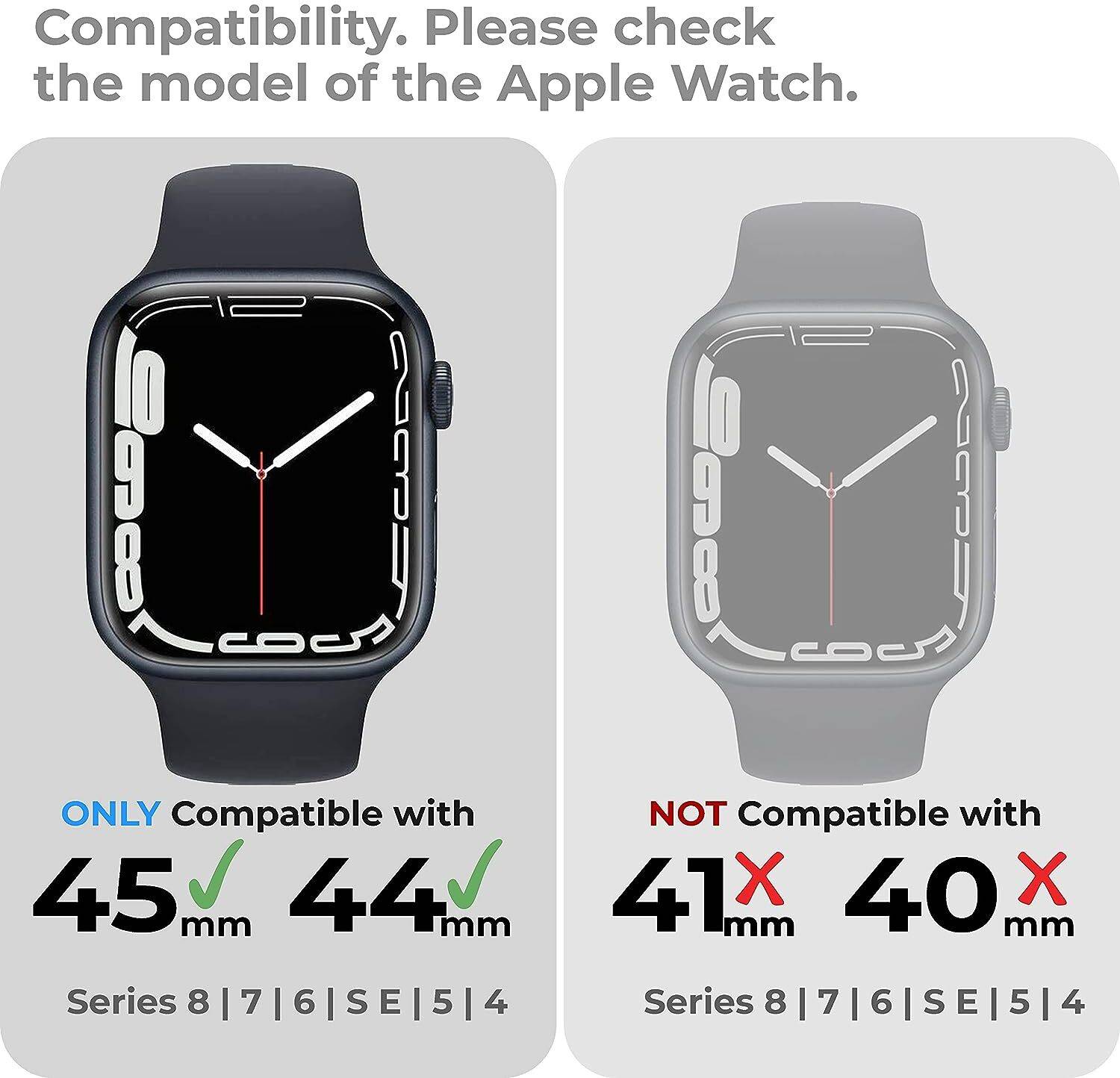newtechno Front & Back Case for Apple Watch Series 9/8/7 (45mm