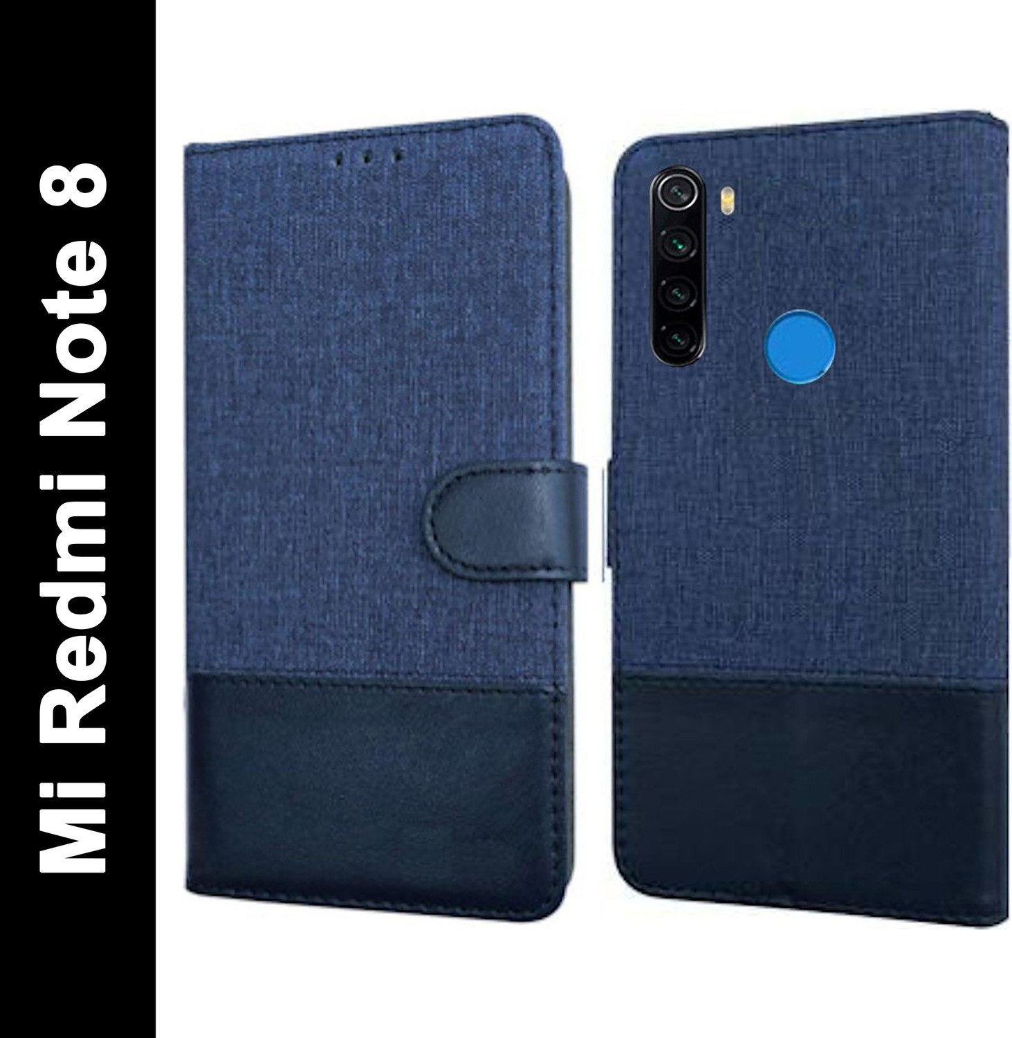 Image of Spicesun Flip Cover for Mi Redmi Note 8 (Blue, Dual Protection, Artificial Leather, Pack of: 1)