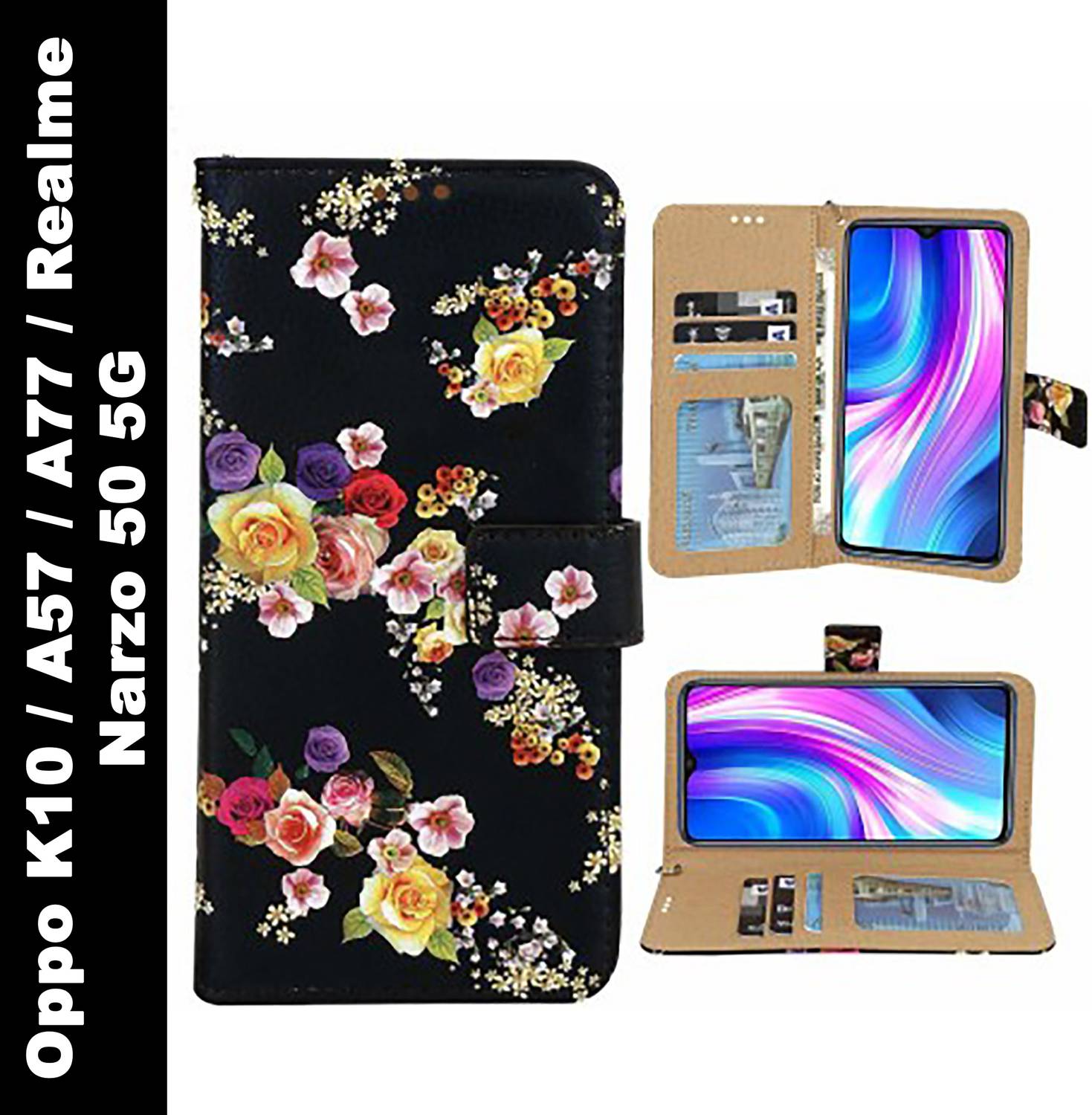 Aarov Flip Cover for Oppo A57, OPPO A77, OPPO K10 5G, Realme Narzo 50 5G