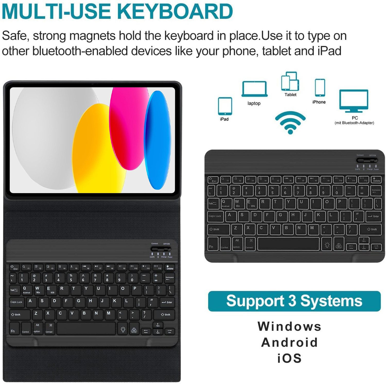 Image of BLACK LOVIES Keyboard Case for iPad 11th Generation, iPad A16