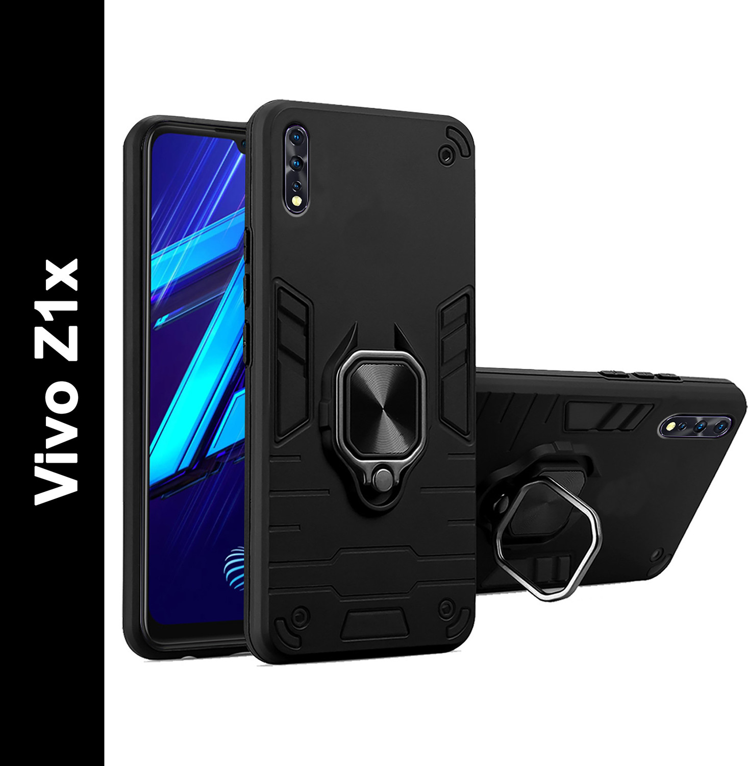 Image of BOZTI Back Cover for Vivo Z1x (Black, Rugged Armor, Pack of: 1)