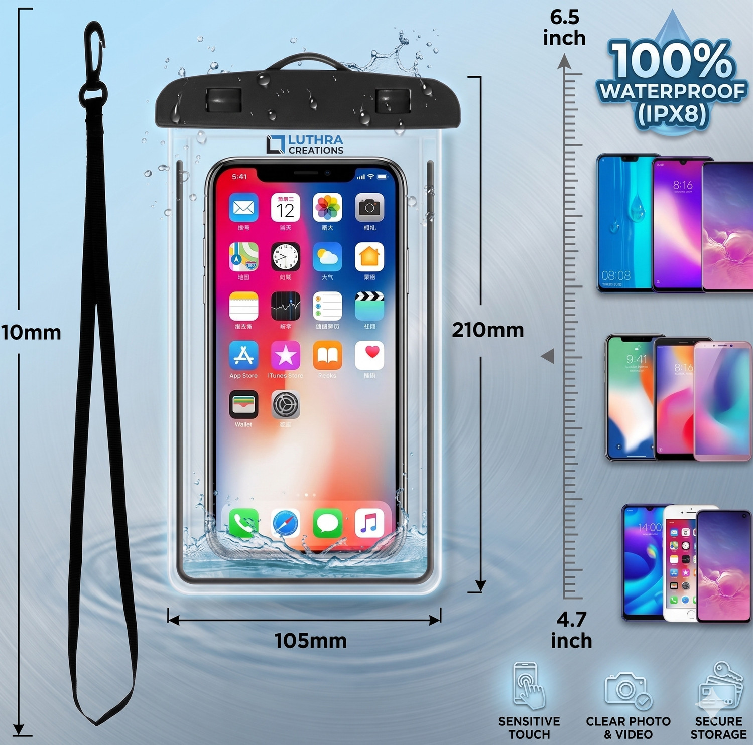 Image of DEAL DAZE Pouch for Mobile Waterproof Cover, Dust Protective Cover Bag, Mobile Rain Pouch