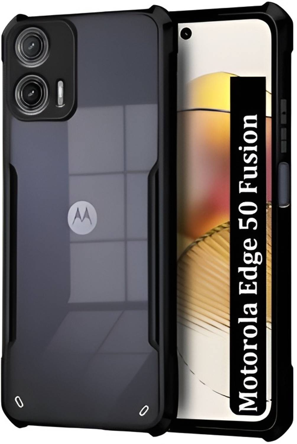 ALONZO Pouch for Motorola Edge 50 Fusion, Moto Edge 50 Fusion, Transparent Hybrid Hard PC Back TPU Bumper