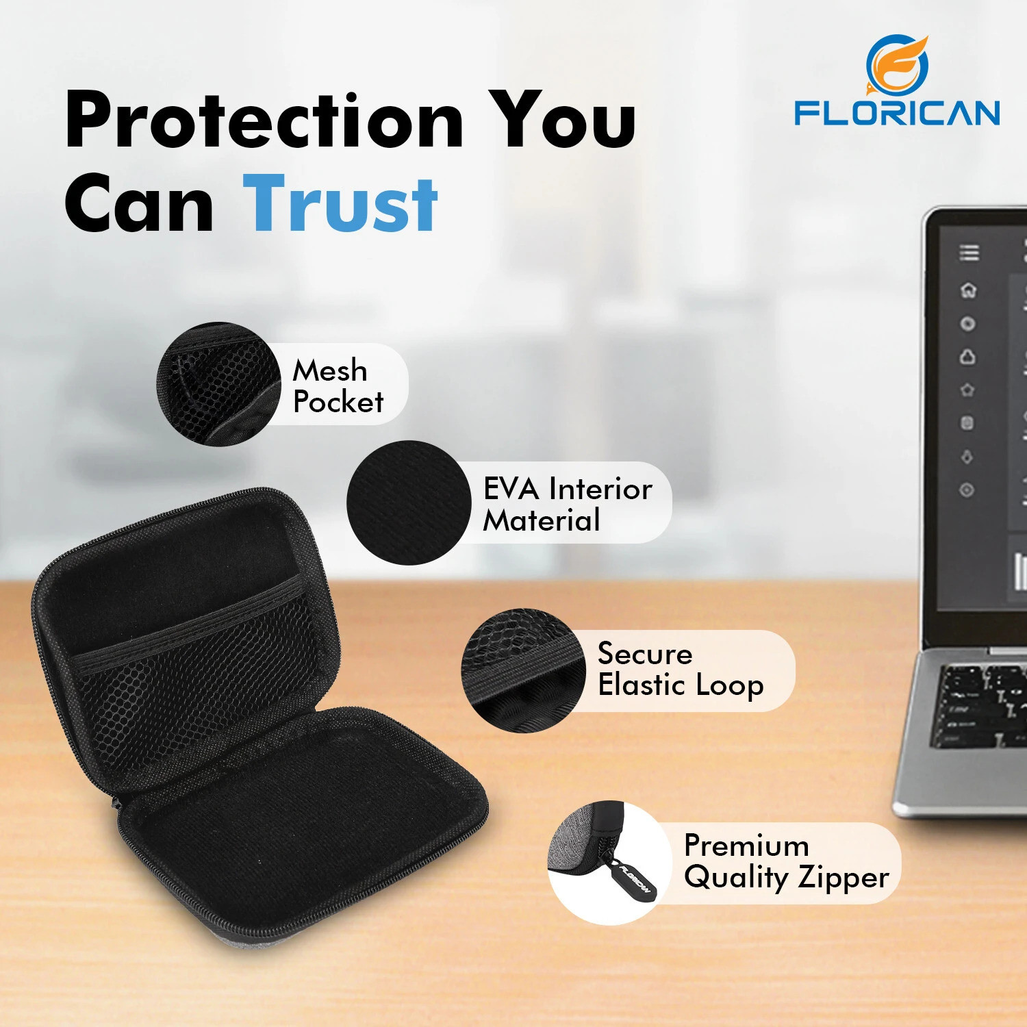 Image of FLORICAN Pouch for All 2.5 inch Hard Disks | Travel Friendly HDD Case