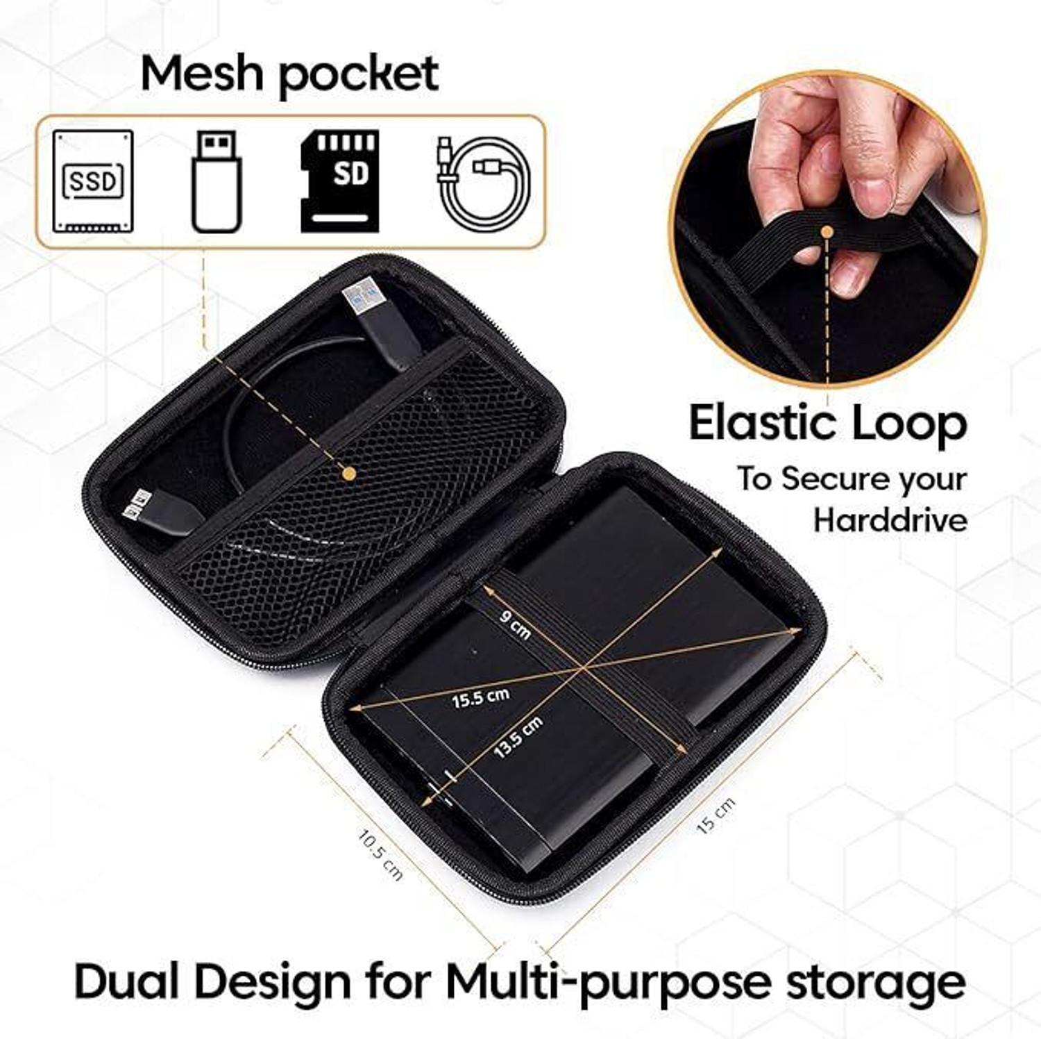 Image of sounce Pouch for Rugged Hard Drive Case for 2.5-inch, Hard Disk Case, Portable Storage Shell for Gadgets
