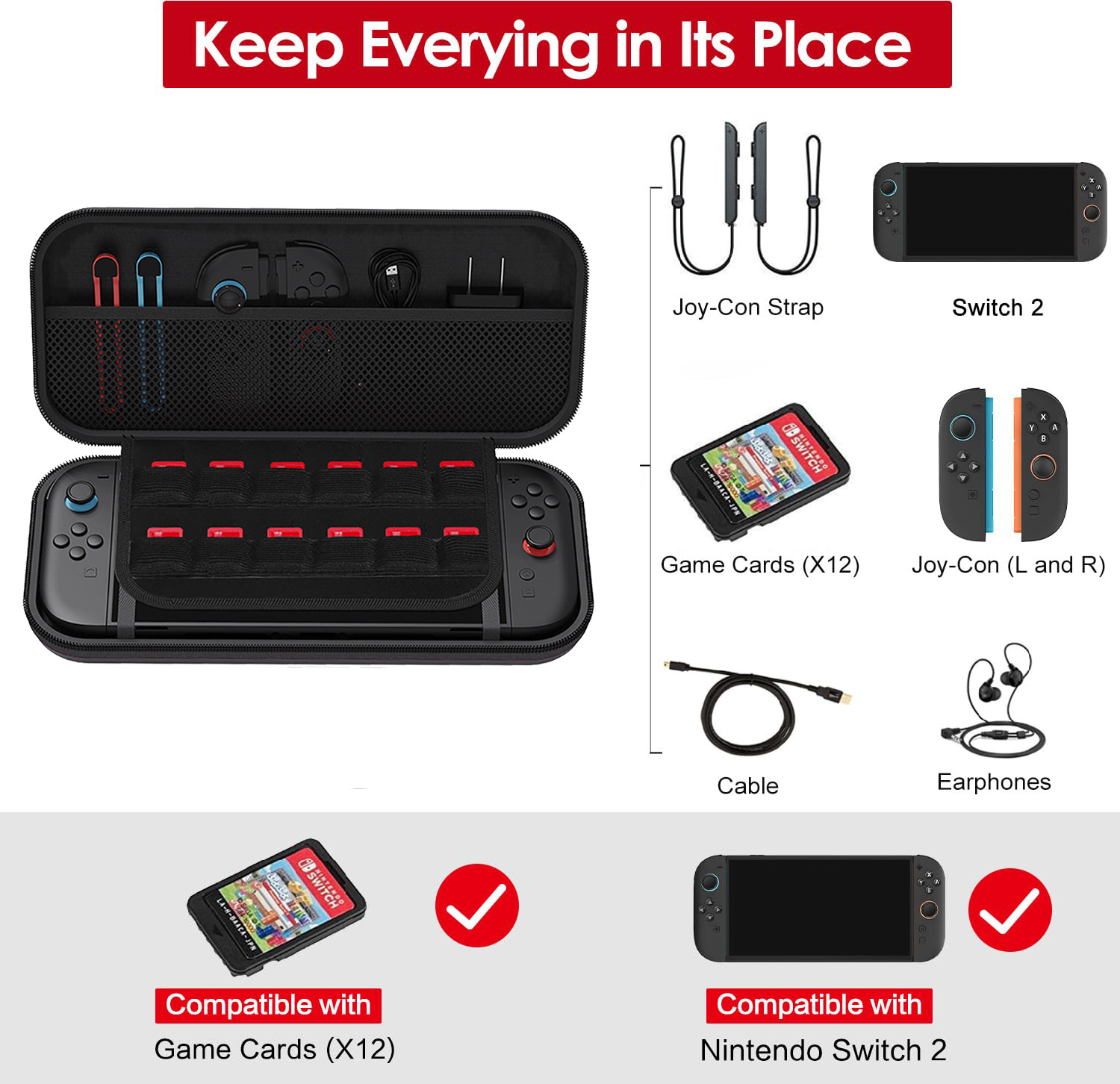 Image of OIVO INDIA Hard Shell Carrying Case for Nintendo Switch 2 (2025), Portable Travel Storage Gaming Accessory Kit