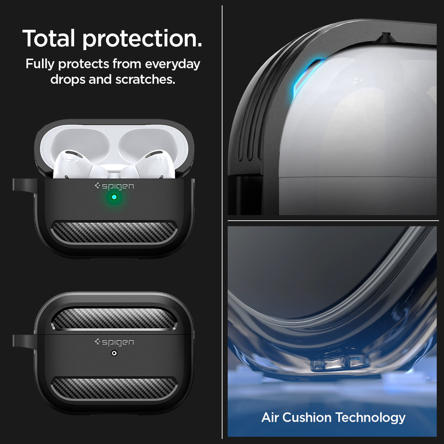 Image of Spigen Plastic Press and Release Earbuds Case For AirPods Pro 2 (Matte Black)