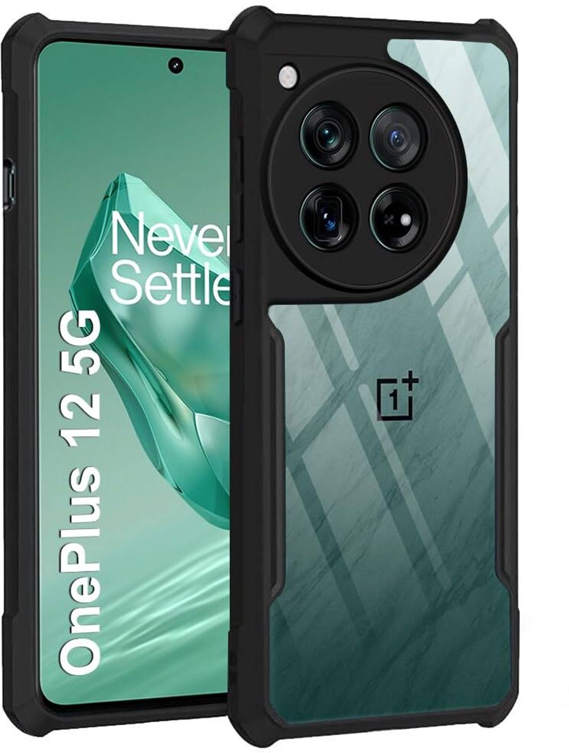Bodoma Back Cover for OnePlus 12, OnePlus 12 5G Black/Transparent