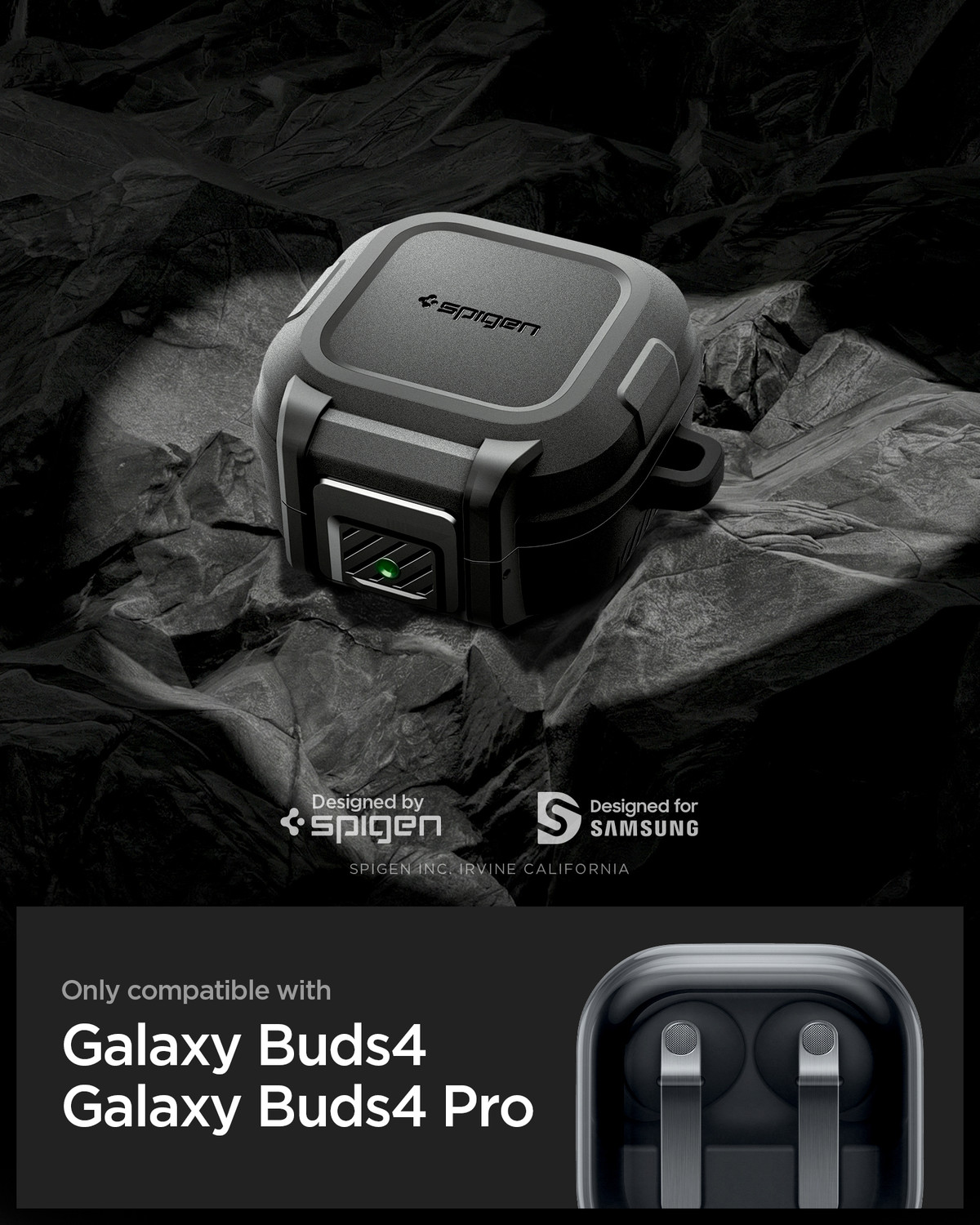 Image of Spigen Plastic Latch Earbuds Case For Galaxy Buds4 Pro /Buds4