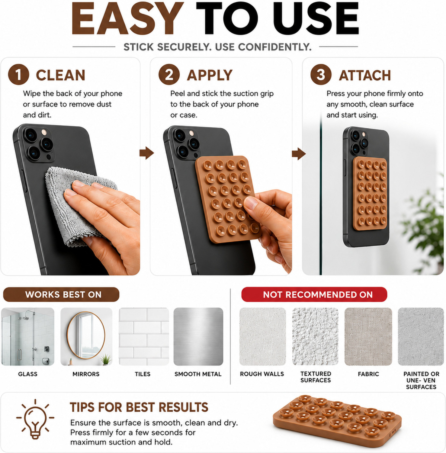 Image of TheRandomClub Protective Case for Suction Silicone Phone Sticker for Hands-Free Phone Accessory Compatible Mirror Shower