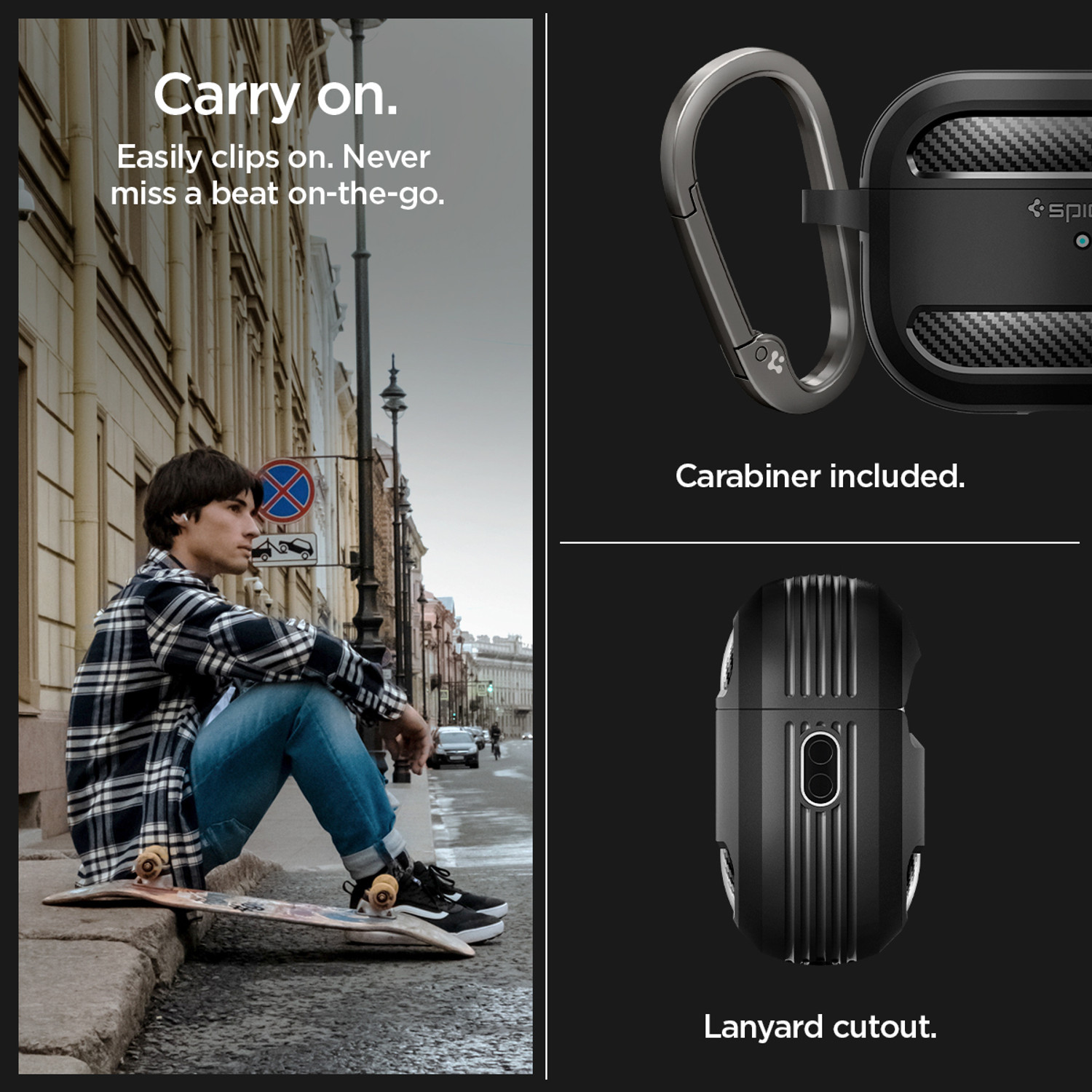 Image of Spigen Plastic Press and Release Earbuds Case For AirPods Pro 2 (Matte Black)