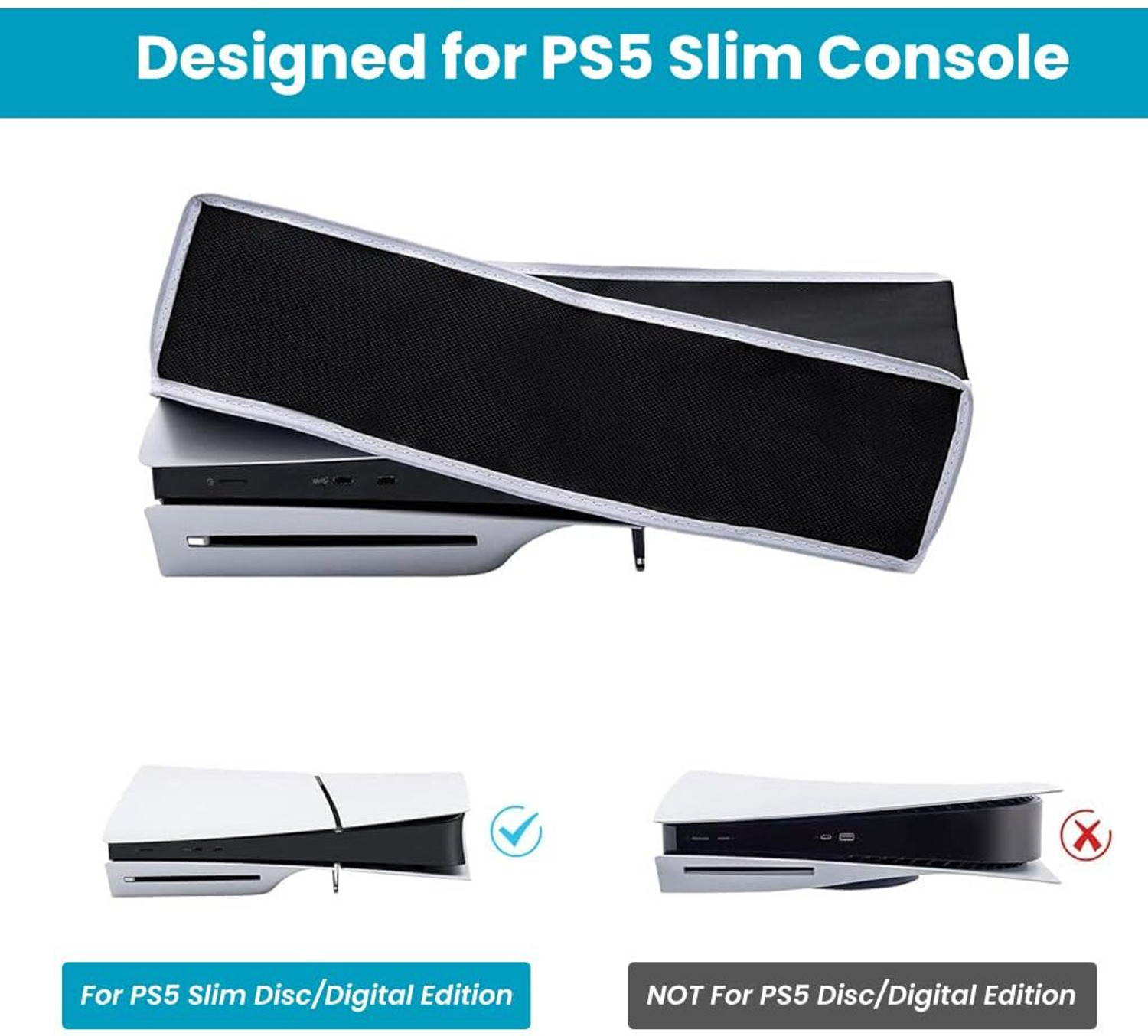Image of Zomei Protective Case for Sony PlayStation 5 Slim Digital Edition, Sony PlayStation 5 Slim Disc Edition (Black, Cloth, Pack of: 1)