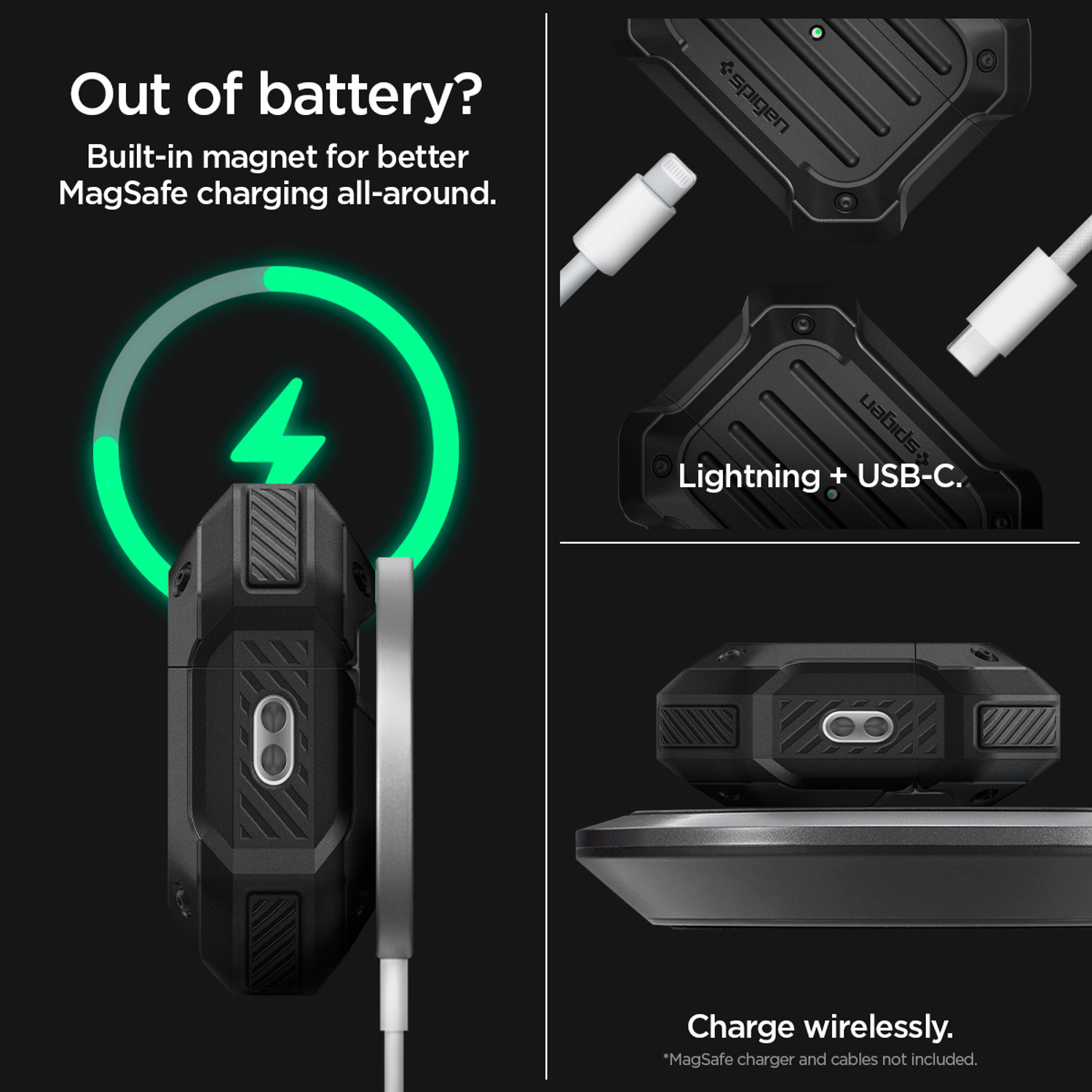 Image of Spigen Plastic Press and Release Earbuds Case For AirPods Pro 2 (Matte Black)