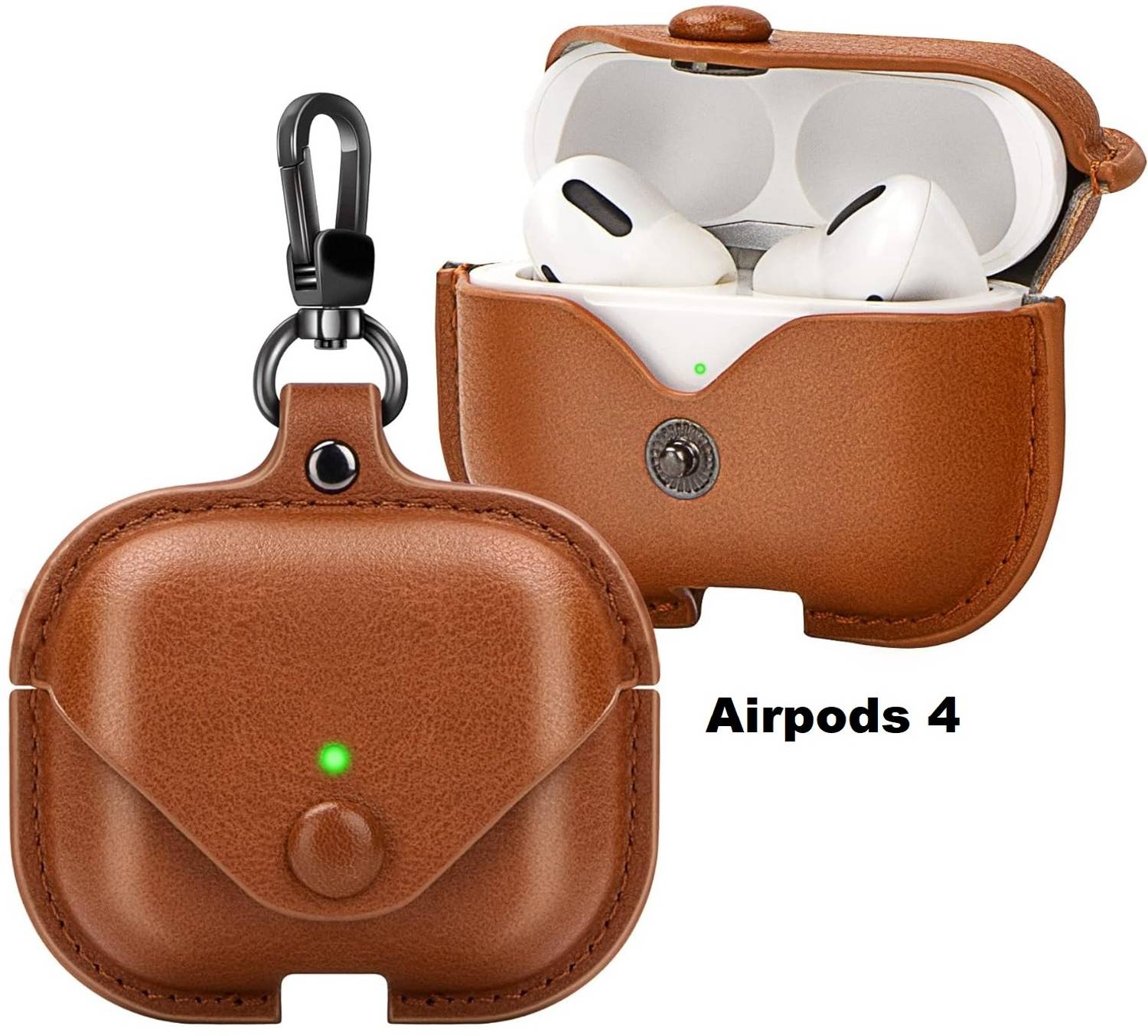 FwellT Leather Press Stud Earbuds Case For AirPods 4 (2024)