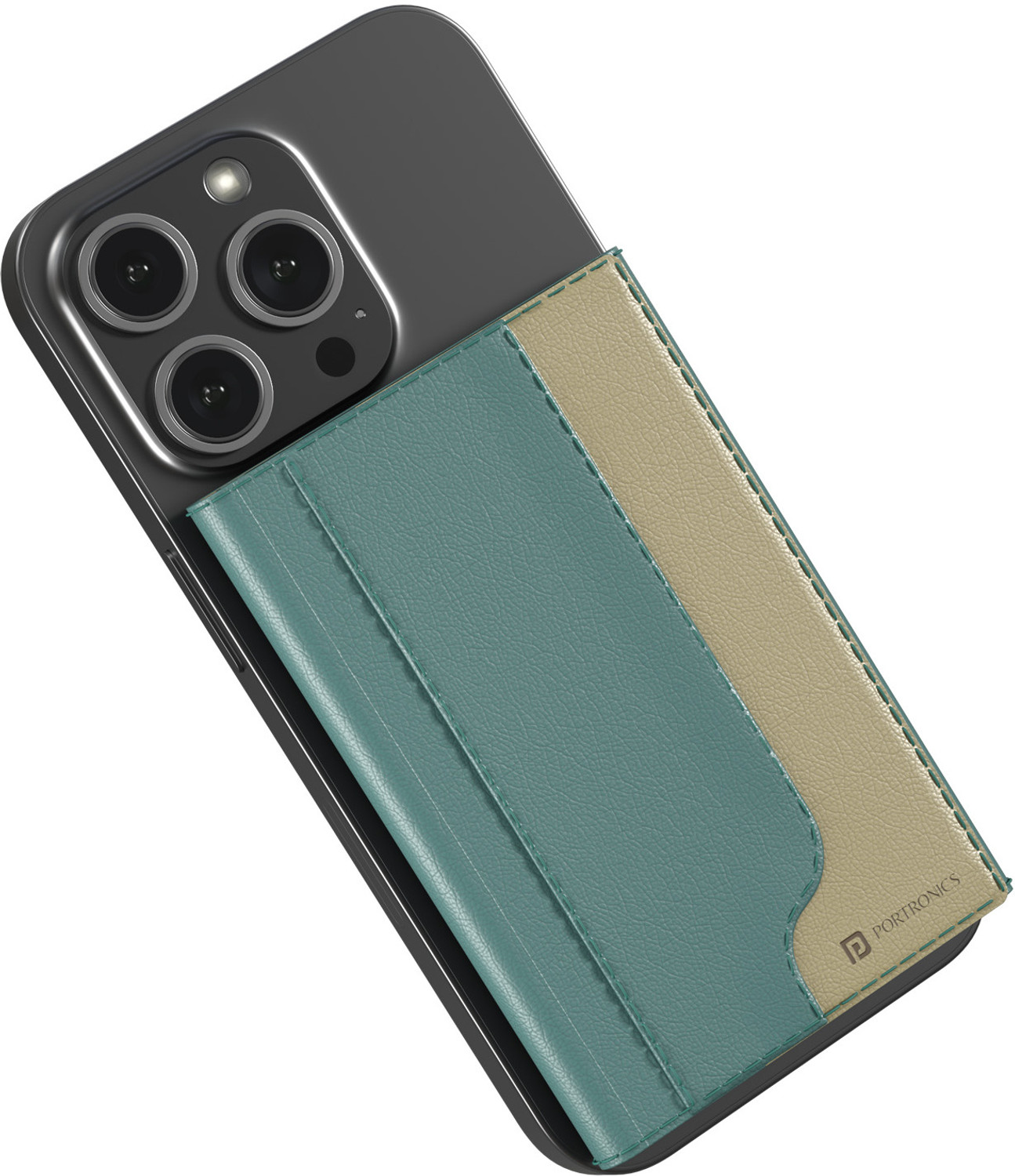 Image of Portronics Wallet Case Cover for iPhone 16 /15 /14 /13 /12 & Metal Ring for Non Magnetic Phone