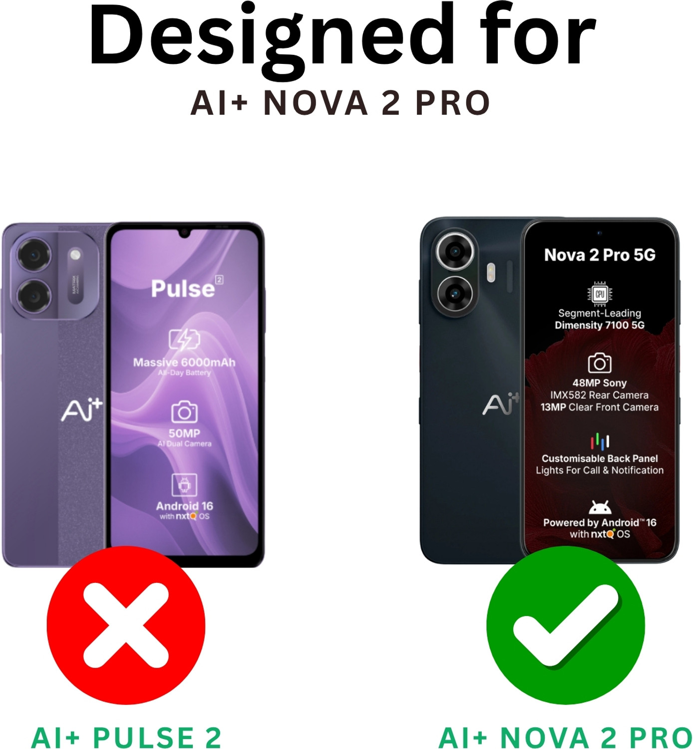 Image of ZARTON Wallet Case Cover for AI + NOVA 2 PRO 5G, STRONG MAGNET | PROTECTIVE FLIP | VEGAN LEATHER | SCRATCH RESISTANT