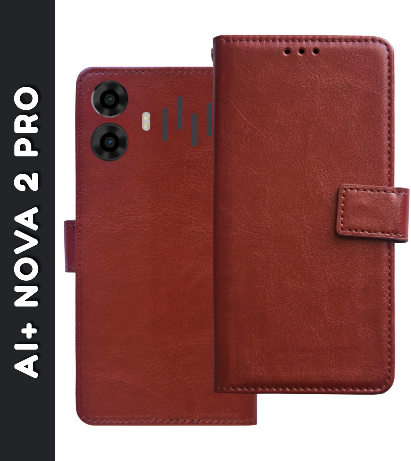 Image of ZARTON Wallet Case Cover for AI + NOVA 2 PRO 5G, STRONG MAGNET | PROTECTIVE FLIP | VEGAN LEATHER | SCRATCH RESISTANT