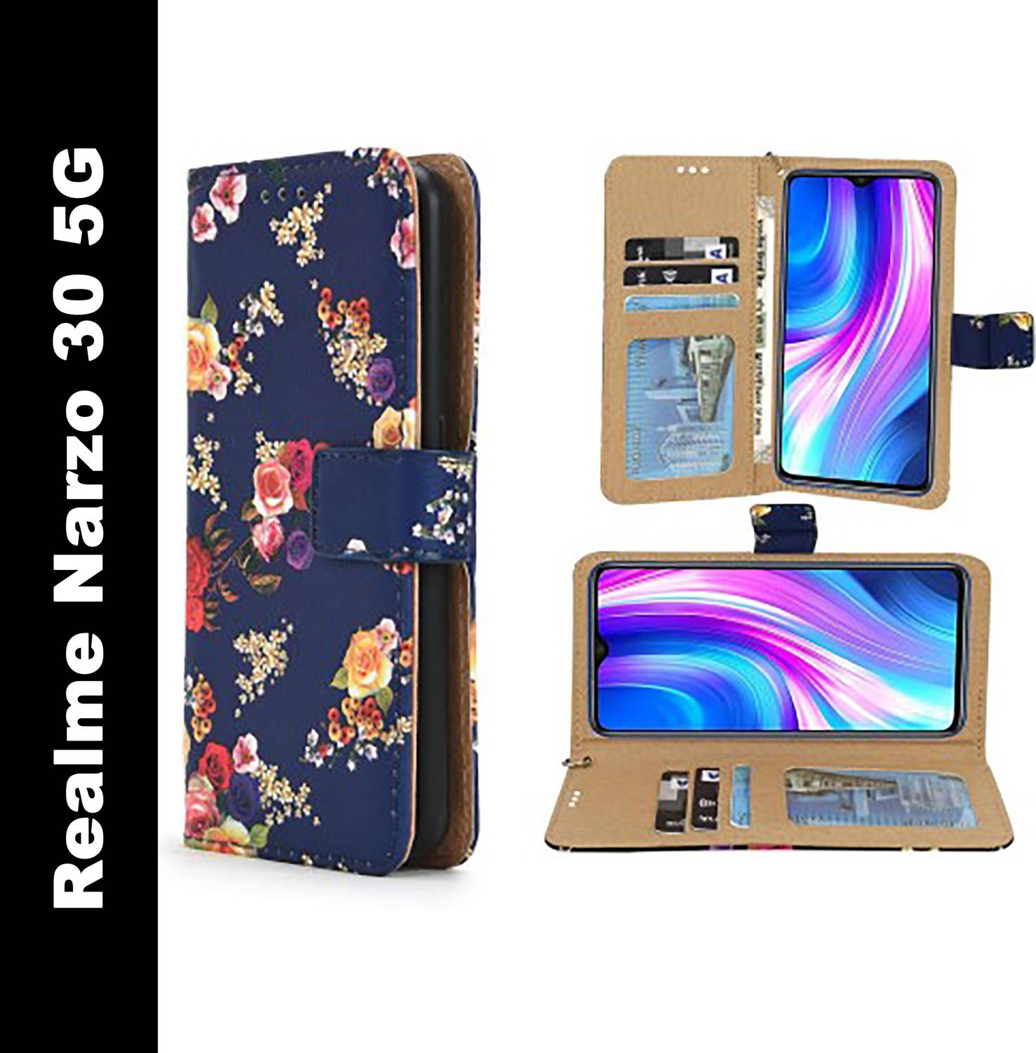 Aleppo Flip Cover for Realme narzo 30 5G Rose Blue