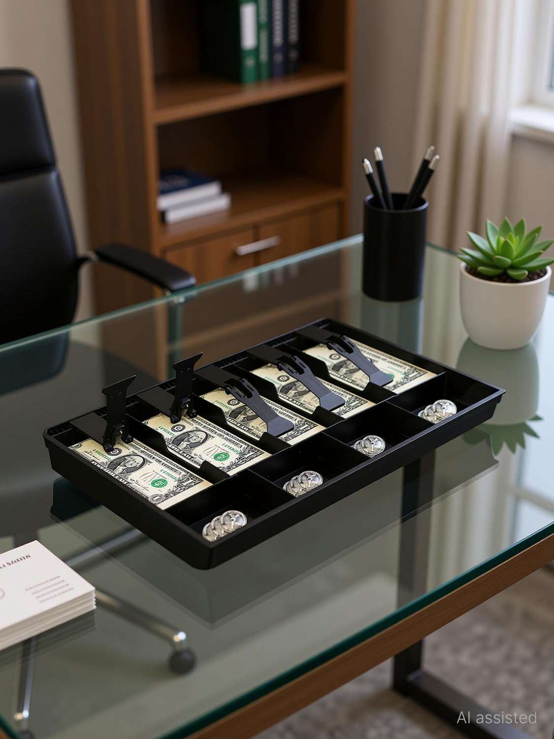 Image of SKGREEN Money Tray Cash Register Drawer 5 Bills 4 Coins Compartments counter Cash Box