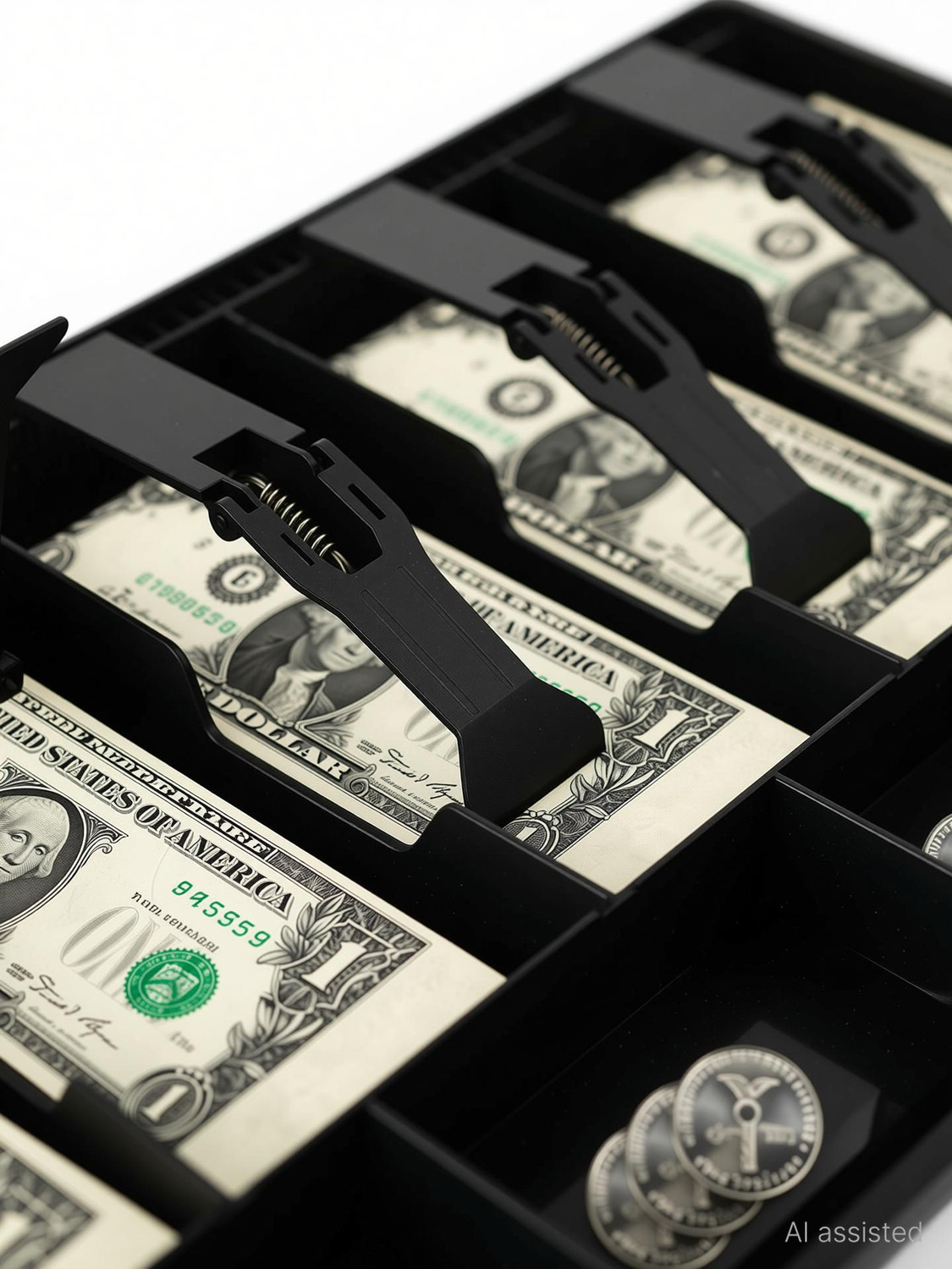 Image of SKGREEN Money Tray Cash Register Drawer 5 Bills 4 Coins Compartments counter Cash Box