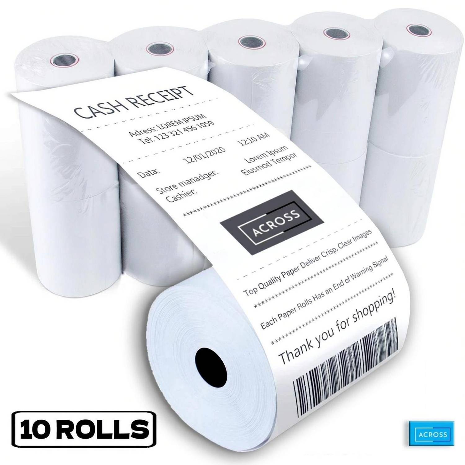 ACROSS POS ROLL 3 Inch (10 rolls) Thermal Cash Register Paper