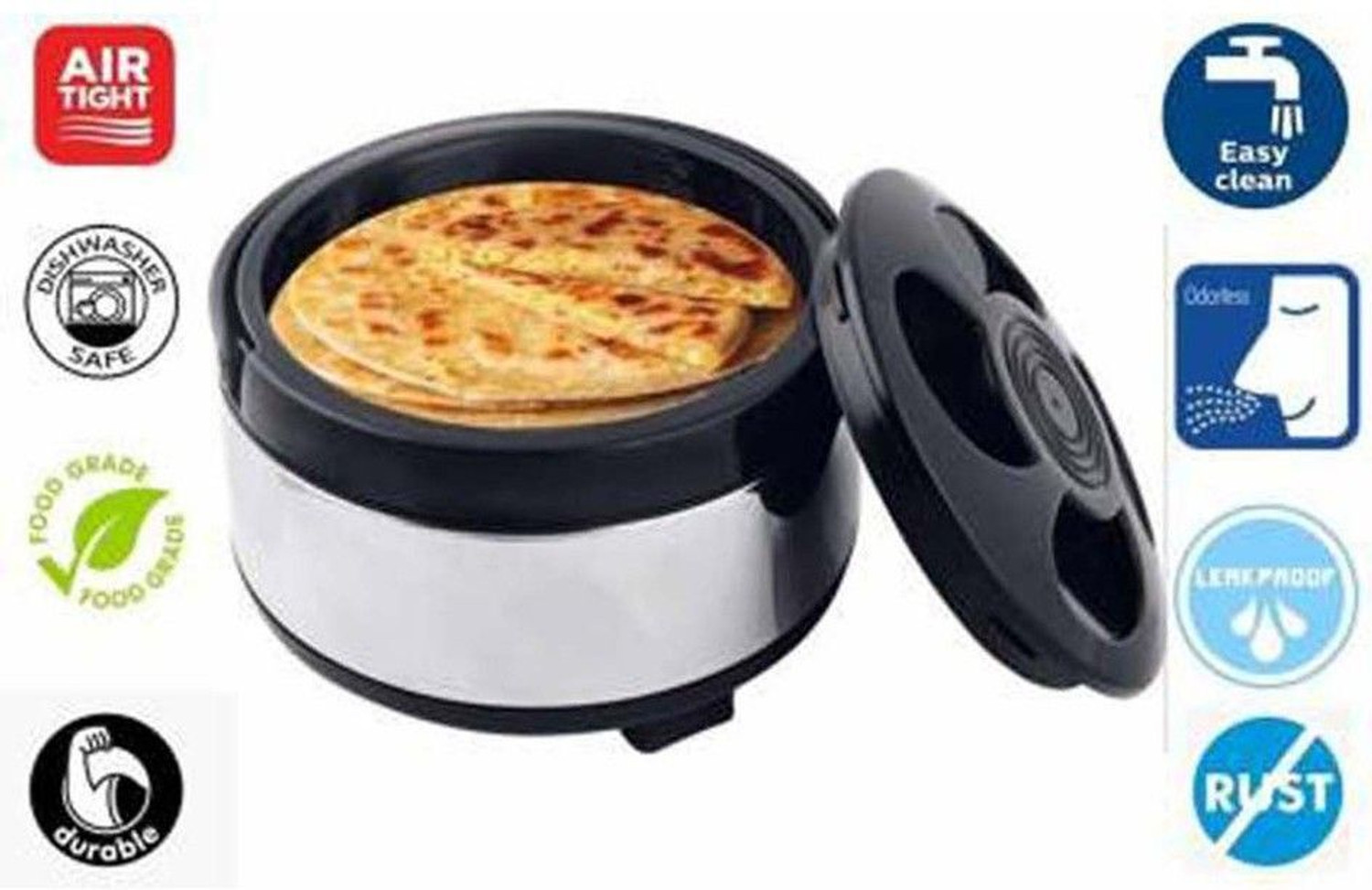 Image of kariox High Quality Best Stainless Steel with Plastic Cover & Bottom Casserole 2000 ml Cook and Serve Casserole