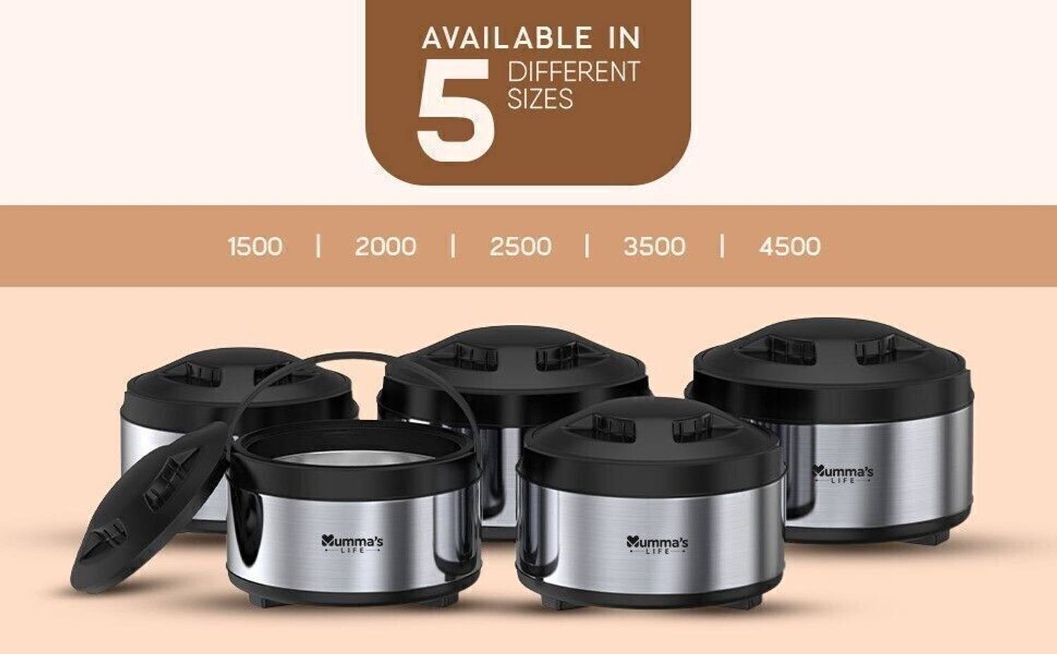 Mumma's LIFE 3-Piece Stainless Steel Casserole Set Pack of 3 - Image 5