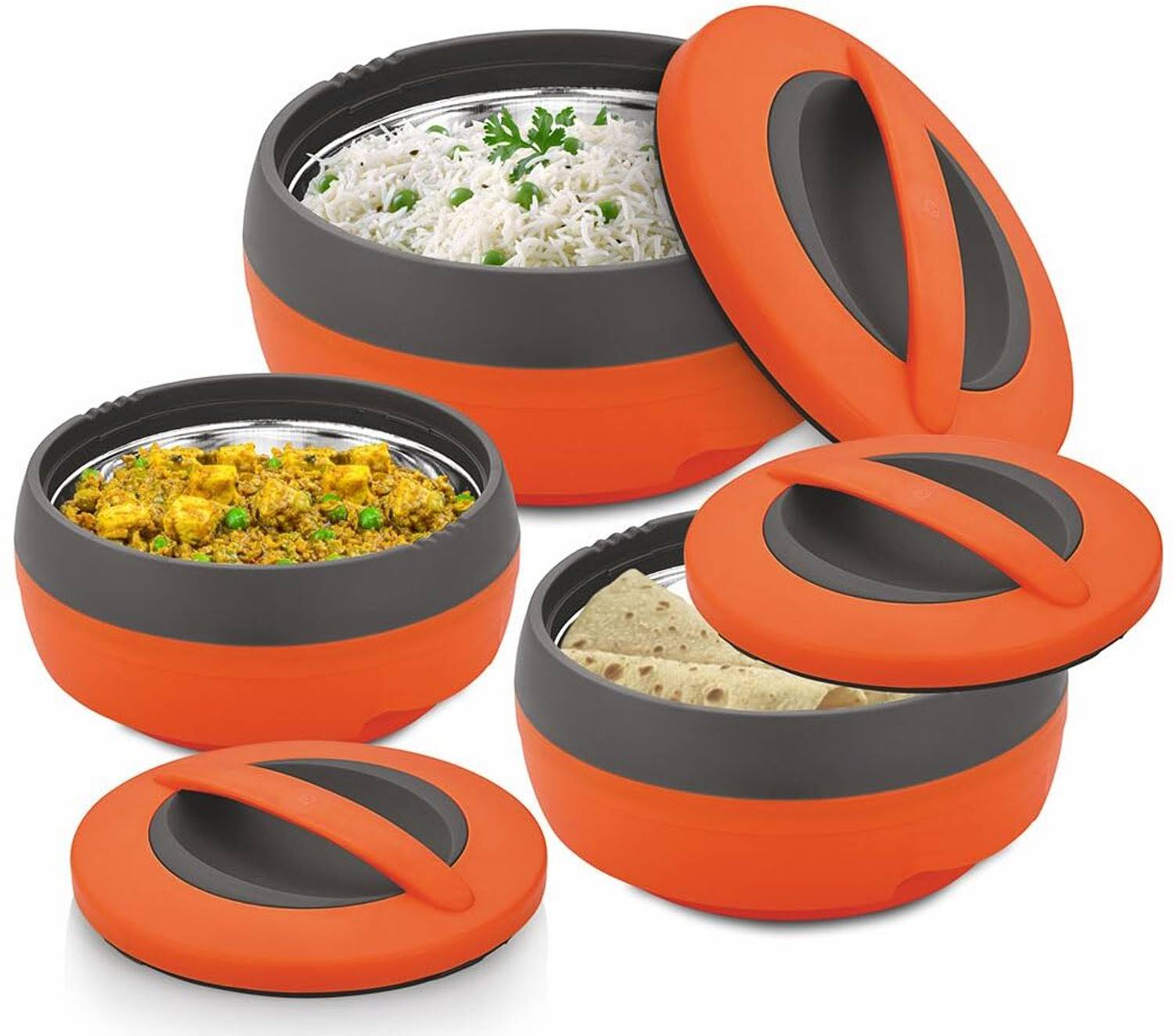 ASIAN PLASTOWARES COSMOS CASSEROLE N DLX SET/3 (STAR) PU Insulated | BPA Free Food Grade |Hot&Cold Pack of 3 Cook and Serve Casserole Set
