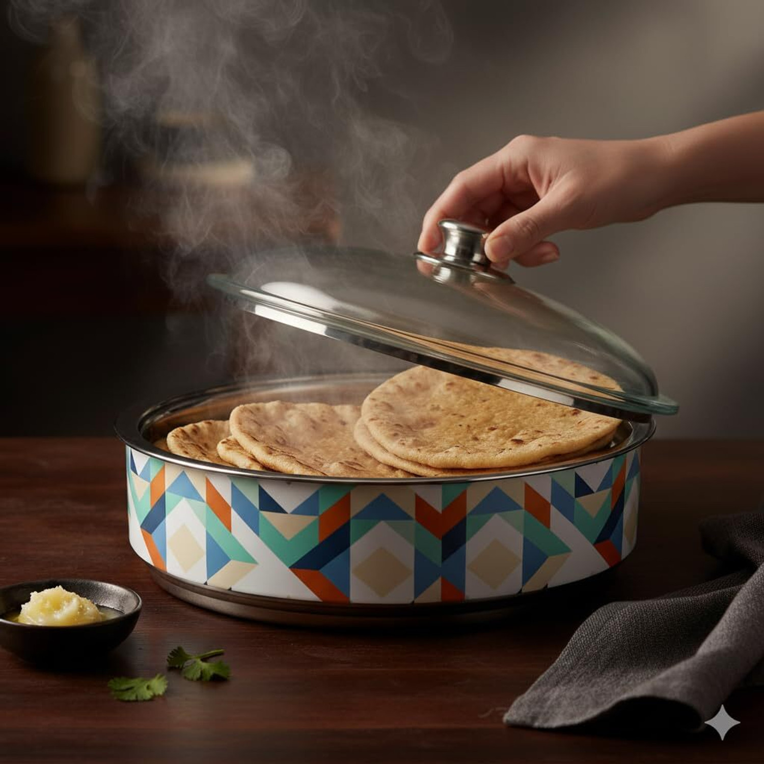 Image of The Better Home Stainless Steel Insulated Casserole For Roti| Roti Storage Box | Chapati Box Serve Casserole