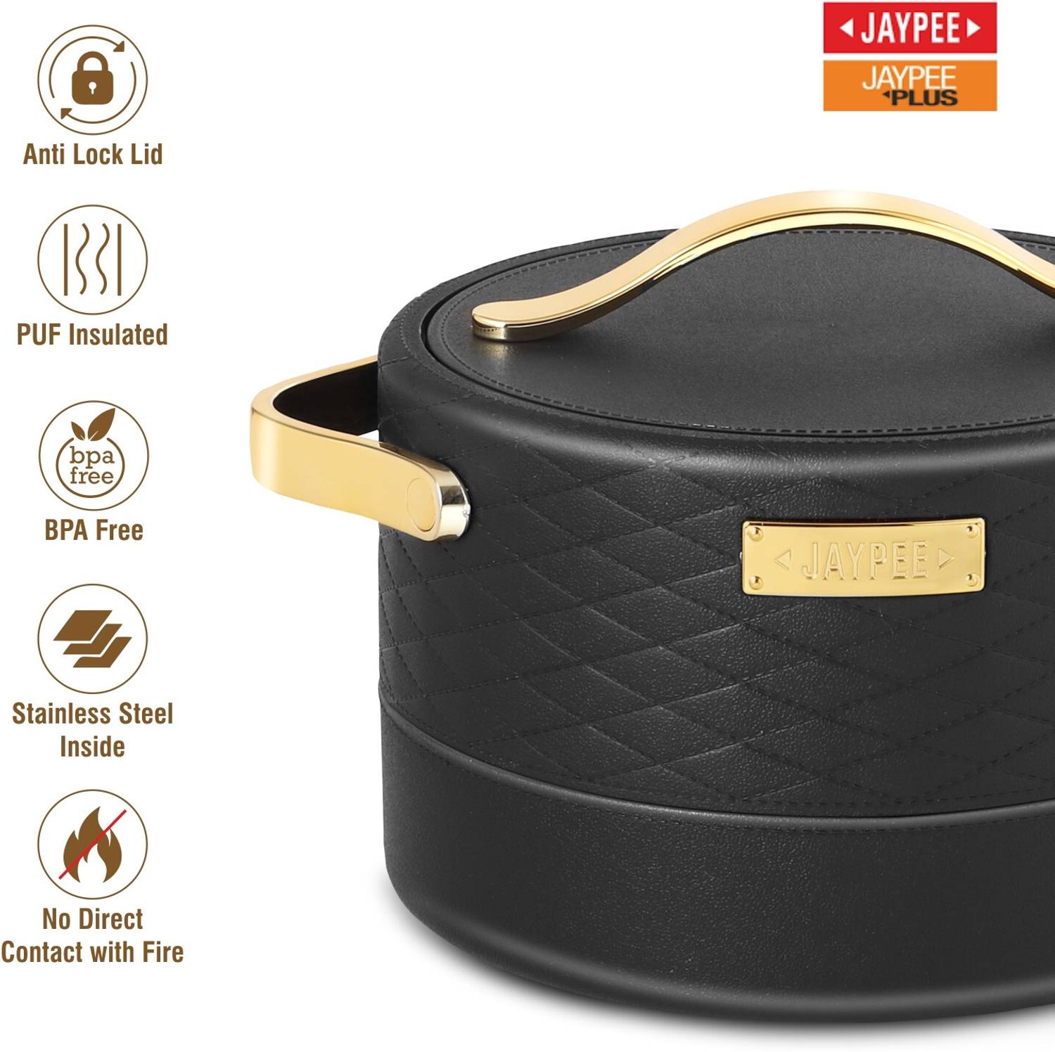 Jaypee Plus Luxura Stainless Steel Casserole Set (Pack of 3) - Image 3