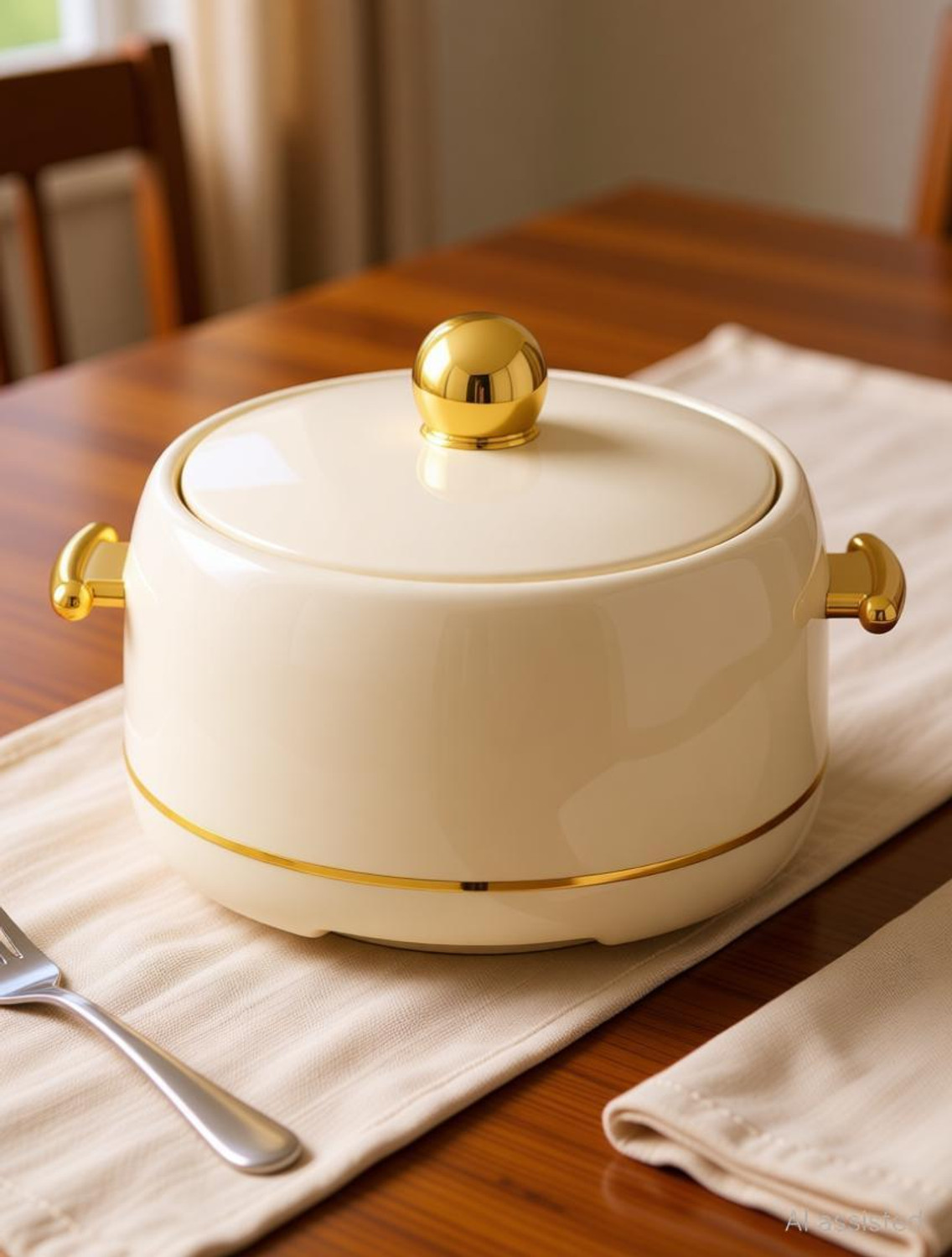 Image of MODWARE Atlantis 2000ml Inner Steel Hot Casserole Hotpot Box For Roti, Ivory Serve Casserole
