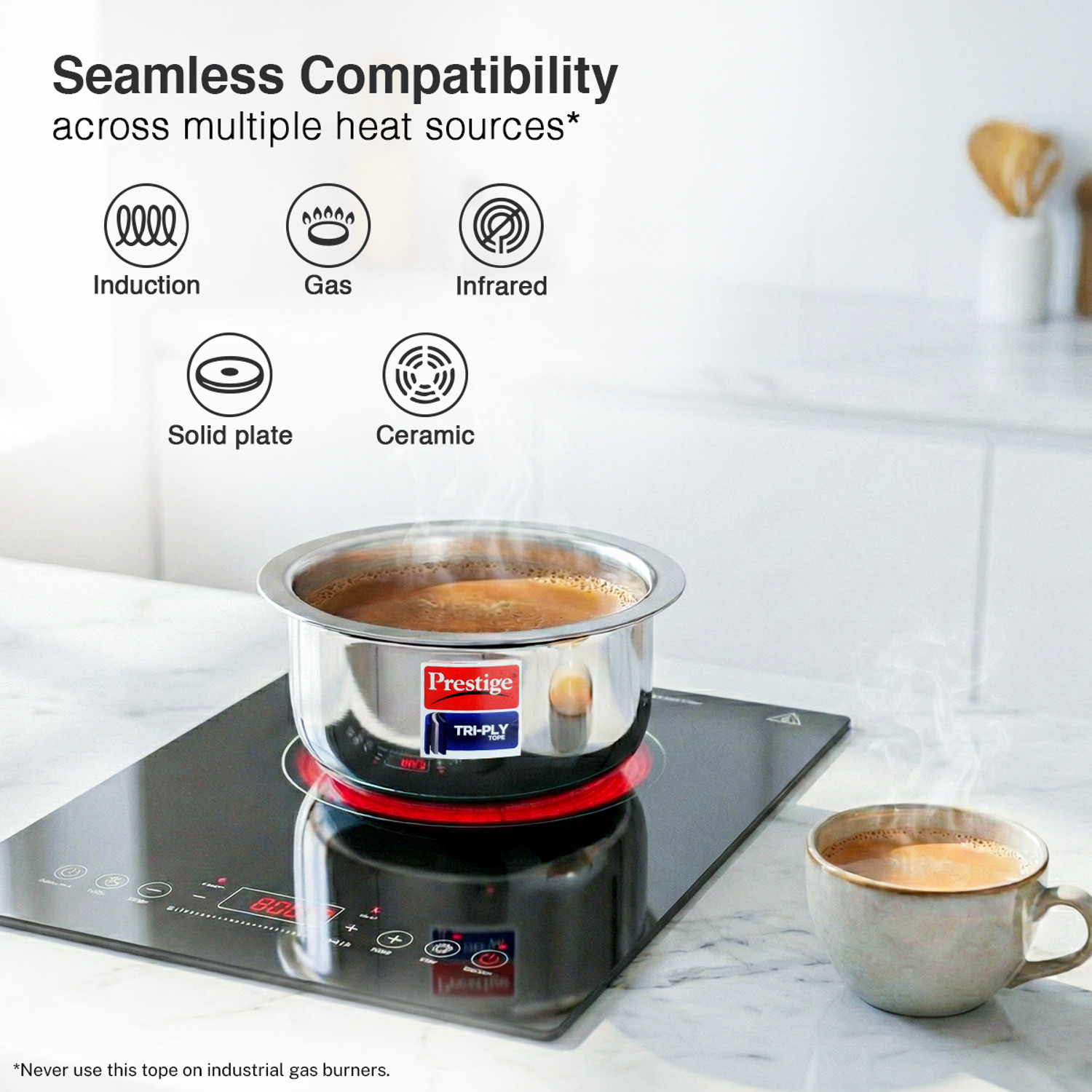 Image of Prestige Tri-ply Tope 24 cm, 5 L Cook and Serve Casserole