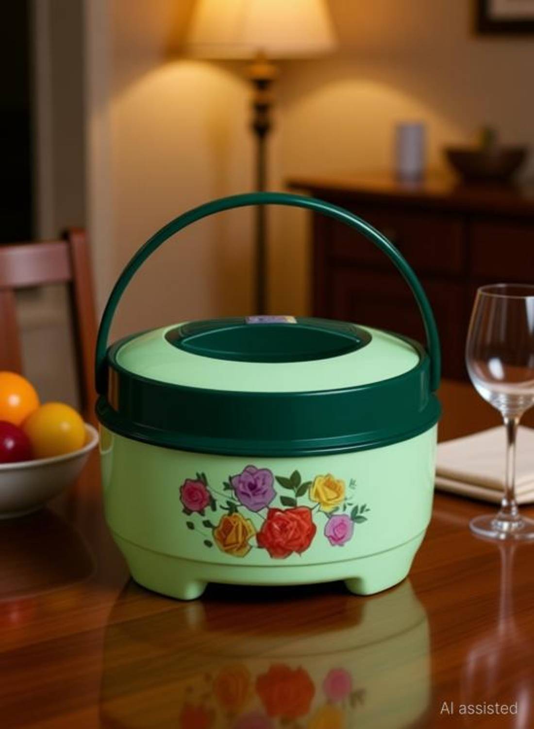 BLAL Delta Plastic Inner Stainless Steel Casserole, 1.5 Litres,Green Thermoware Casserole