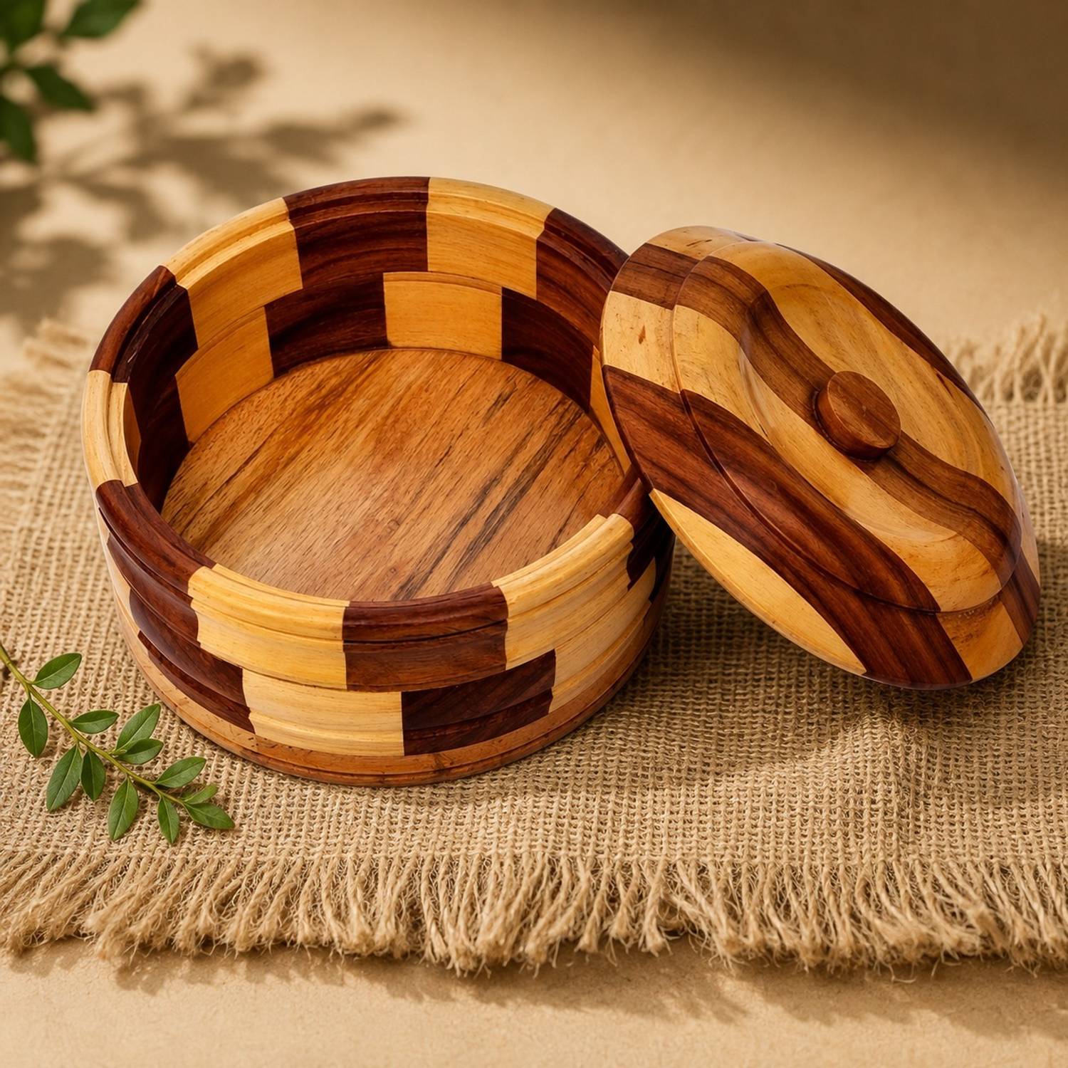 AaniyaSaniya Handcrafted Wooden Chapati Box with Lid – Elegant Storage for Roti, 100% Natural Serve Casserole