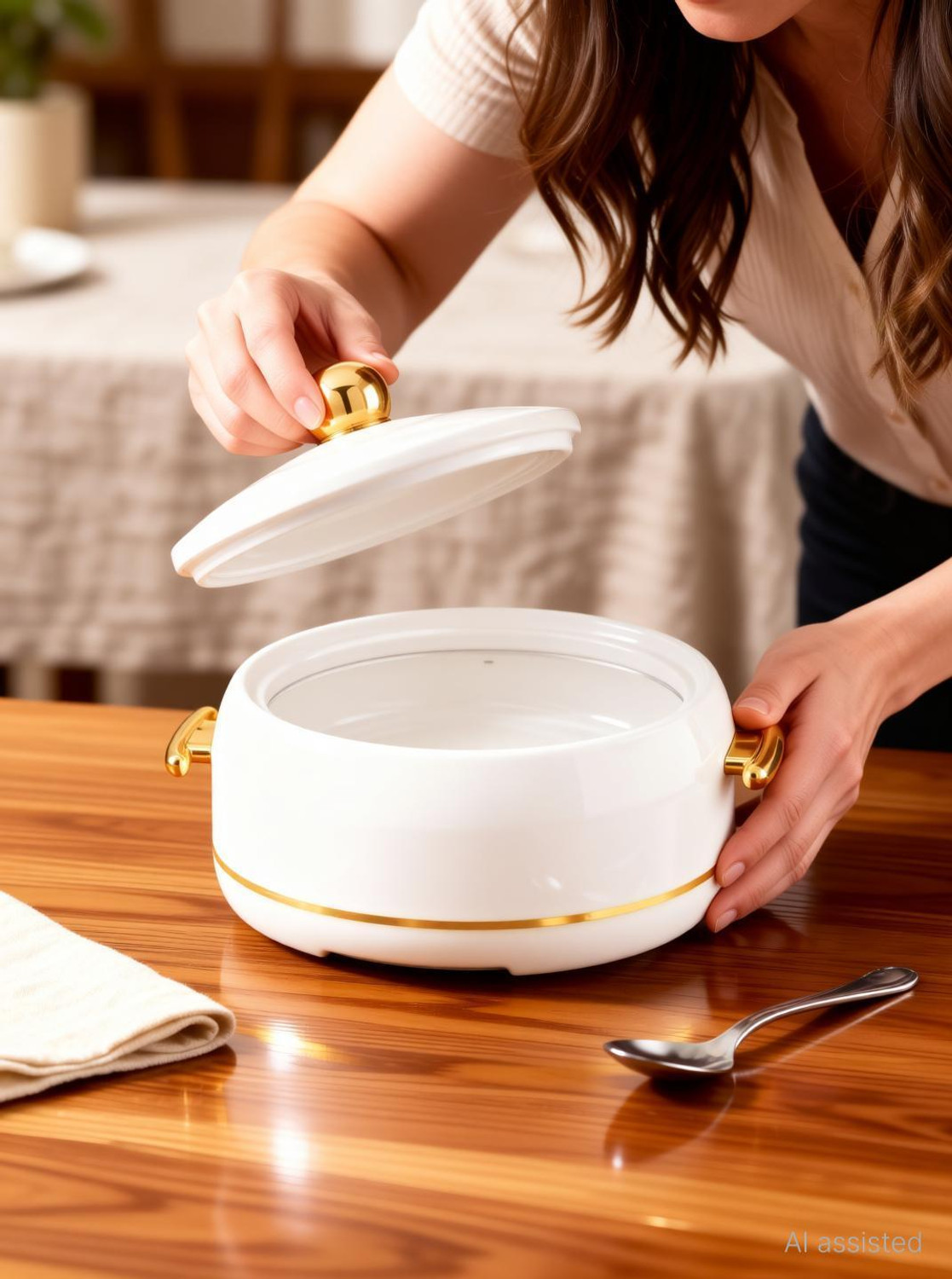 Image of MODWARE Atlantis Casserole Set 3-1500,2000,2500ml Elegant Design Premium Hot Pot|White Pack of 3 Serve Casserole Set