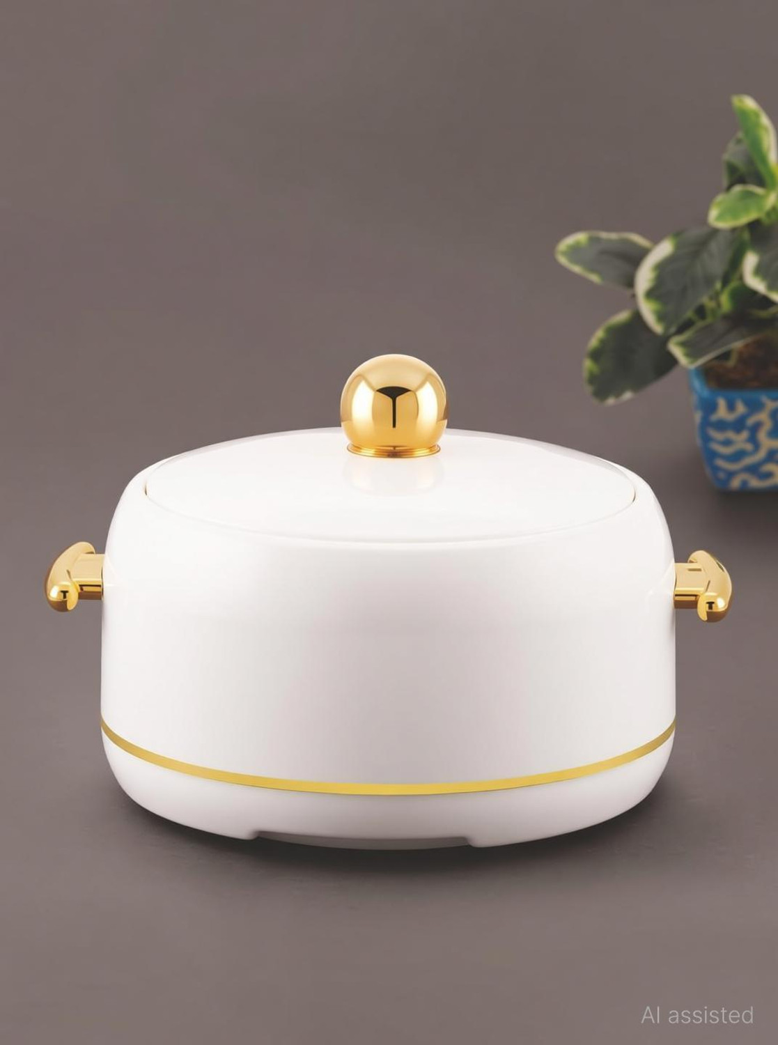 Image of MODWARE Atlantis Casserole Set 3-1500,2000,2500ml Elegant Design Premium Hot Pot|White Pack of 3 Serve Casserole Set