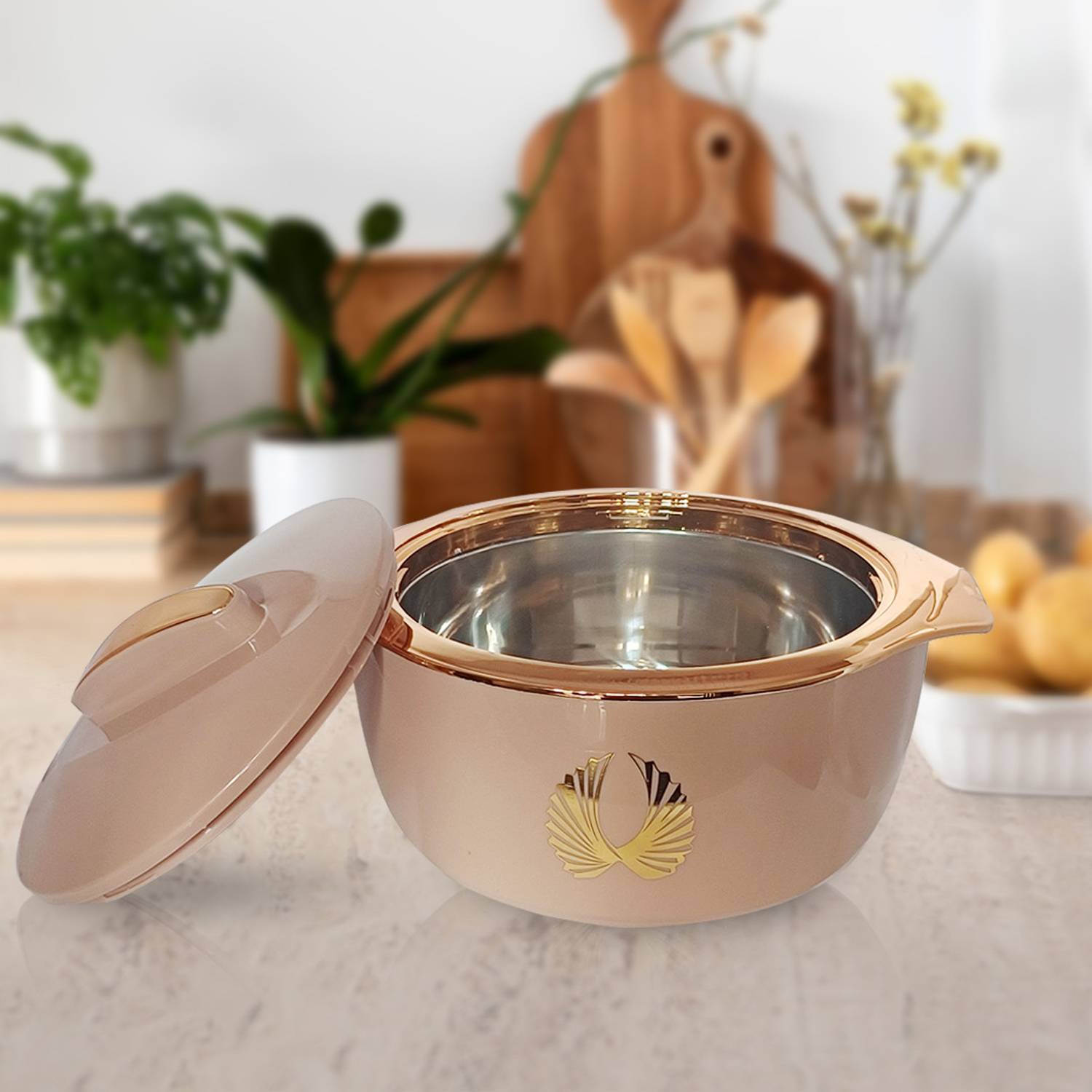 Otto Zaika Light Brown And Royal Gold Thermoware Casserole