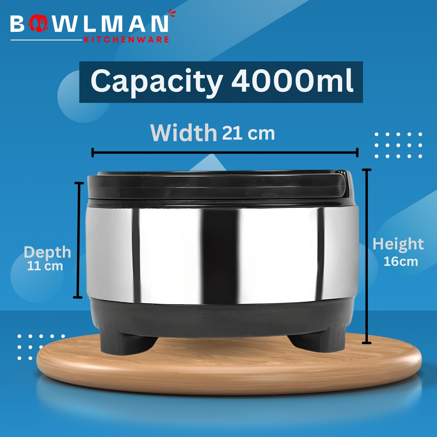 Image of BOWLMAN Hot-Pot Food Roti /Chapati Warm & Cold for Long Hour Thermal Serving Bowl Thermoware Casserole