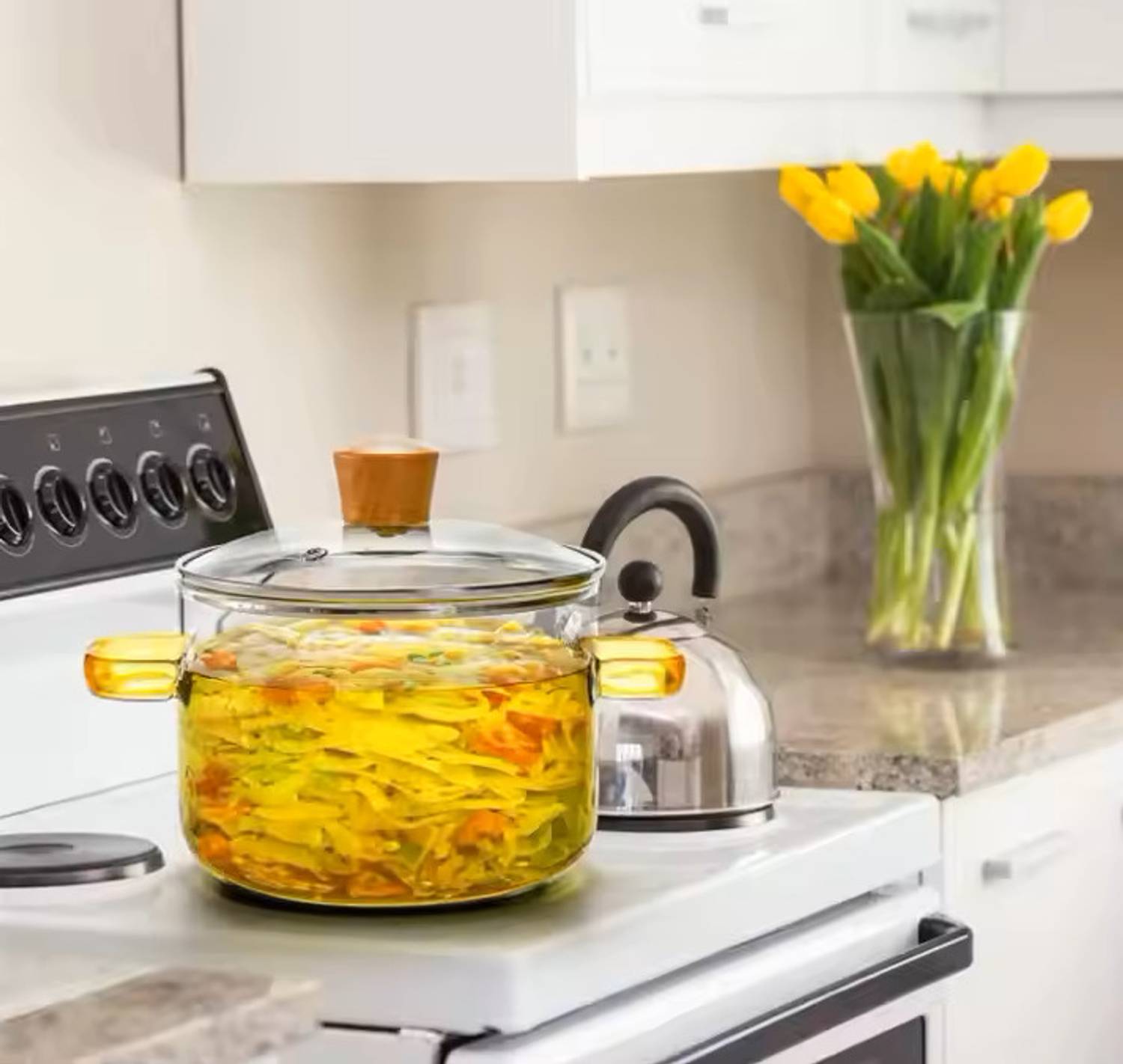ADIYAENTERPRISE Stovetop Cooking Pot,Heat Resistant Serveware Mixing Pot,Glass Serving Bowl Cook and Serve Casserole