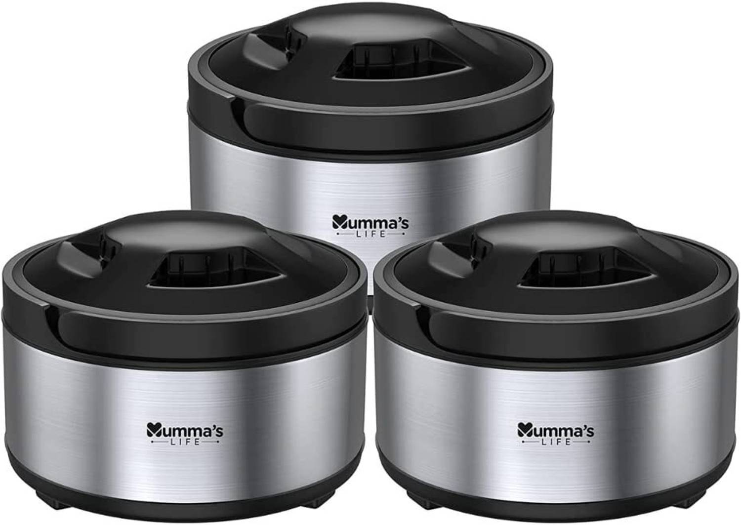 Mumma's LIFE 3-Piece Stainless Steel Casserole Set Pack of 3 - Image 1