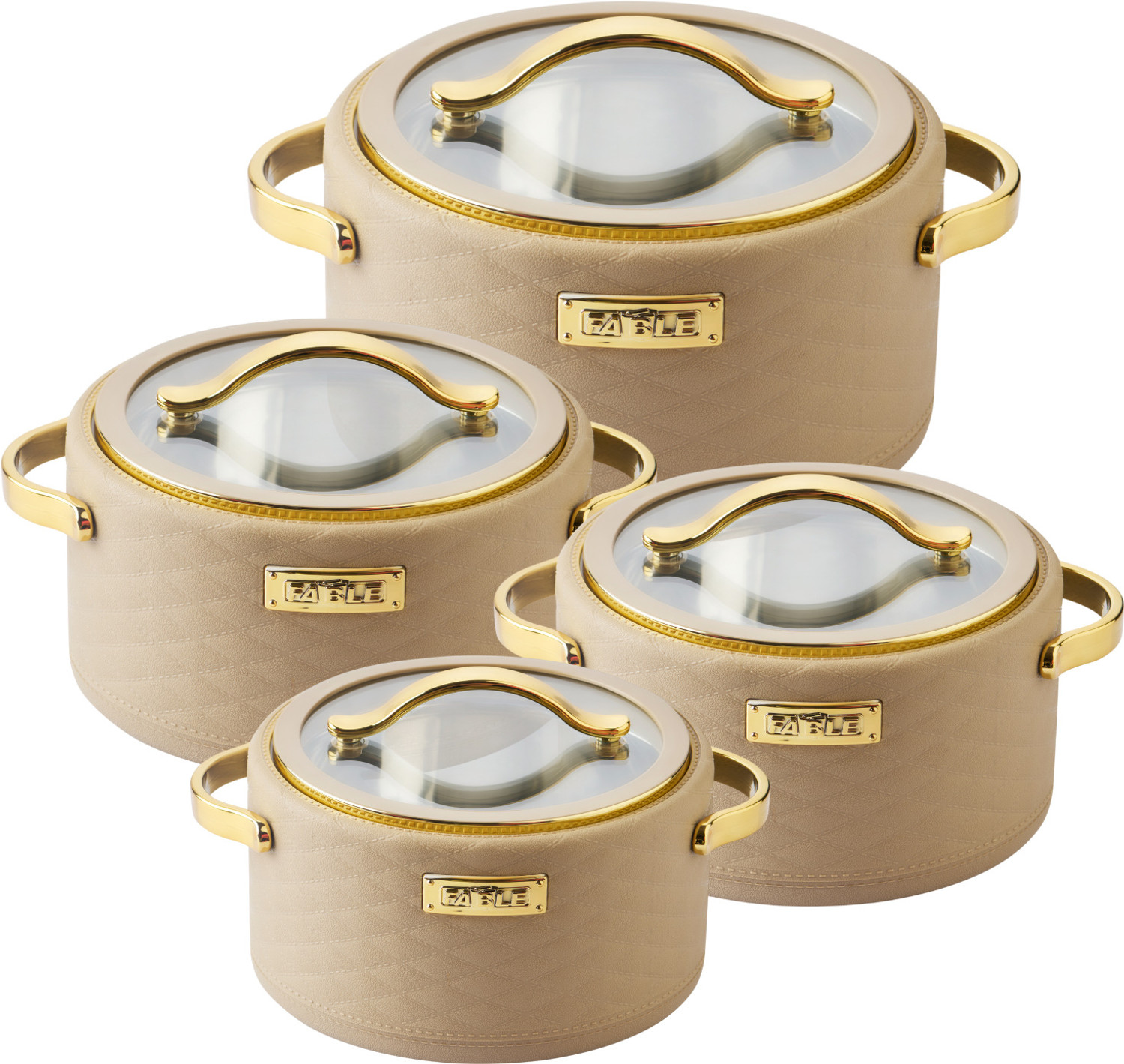 Image of Flipkart SmartBuy Insulated Hot Pot With Glass Lid & Golden Handle | Durable Inner Steel | Premium Pack of 4 Serve Casserole