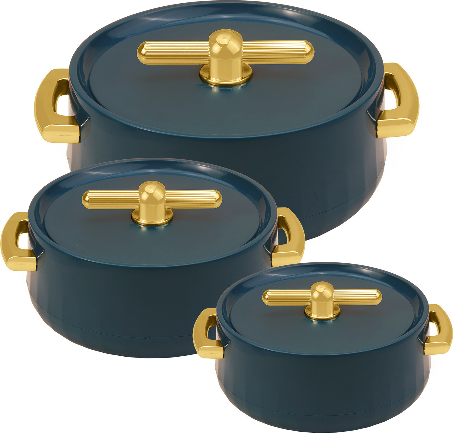 Image of Selvel Global SELVEL Elegance Dark Green Pack of 3 Serve Casserole Set