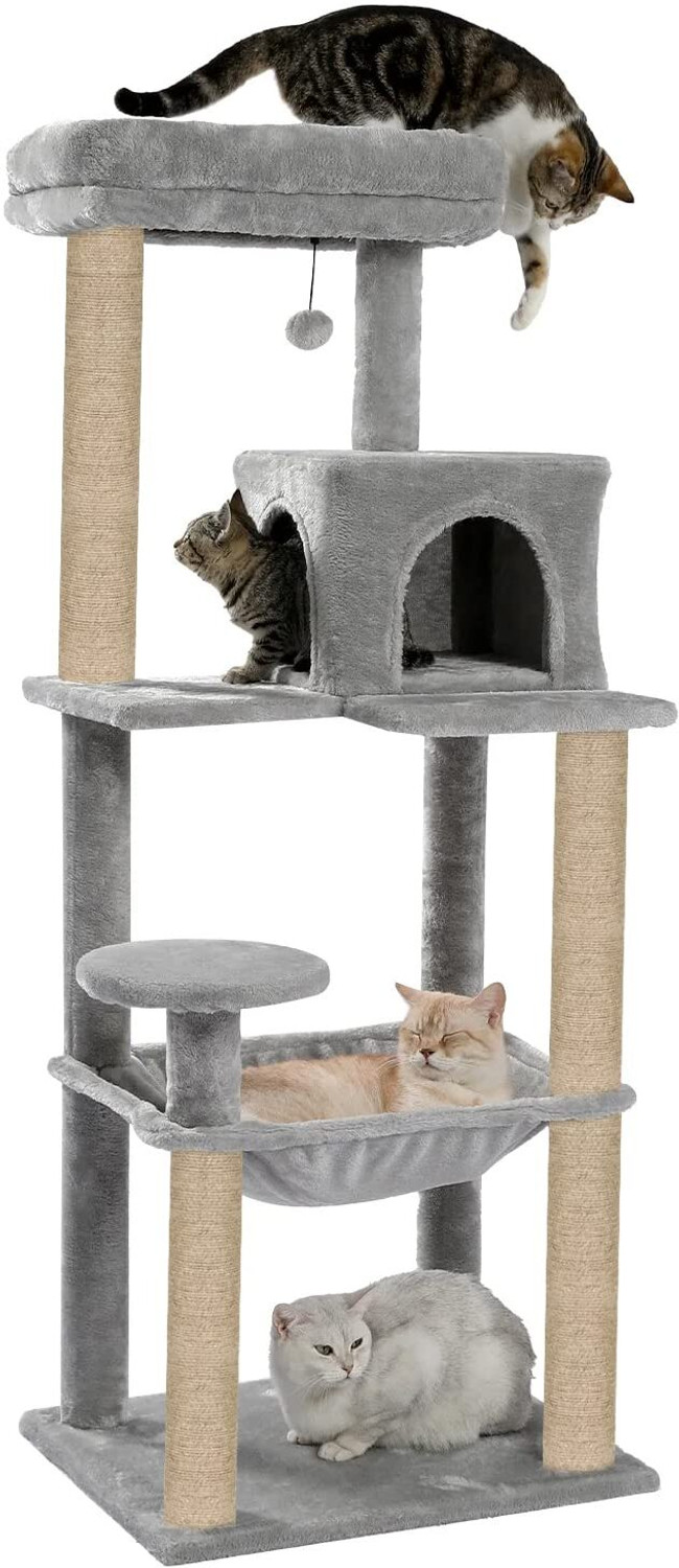 FURRLOVERS Fur Fabric Activity Kitten Condo MULTILEVEL Brown Free Standing Cat Tree