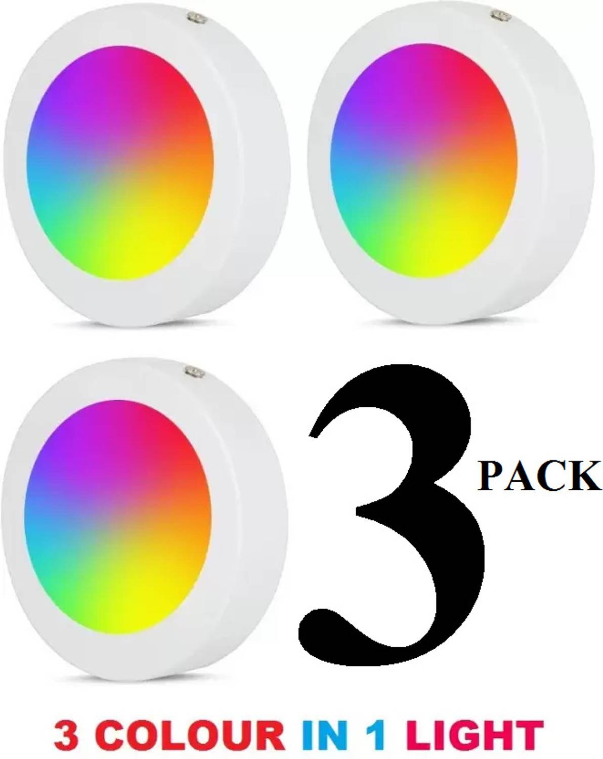 Brightstar 9W 3in1 Multicolour Surface Led (Red/Pink/Blue) Pack-4 Recessed Ceiling Light Ceiling Lamp