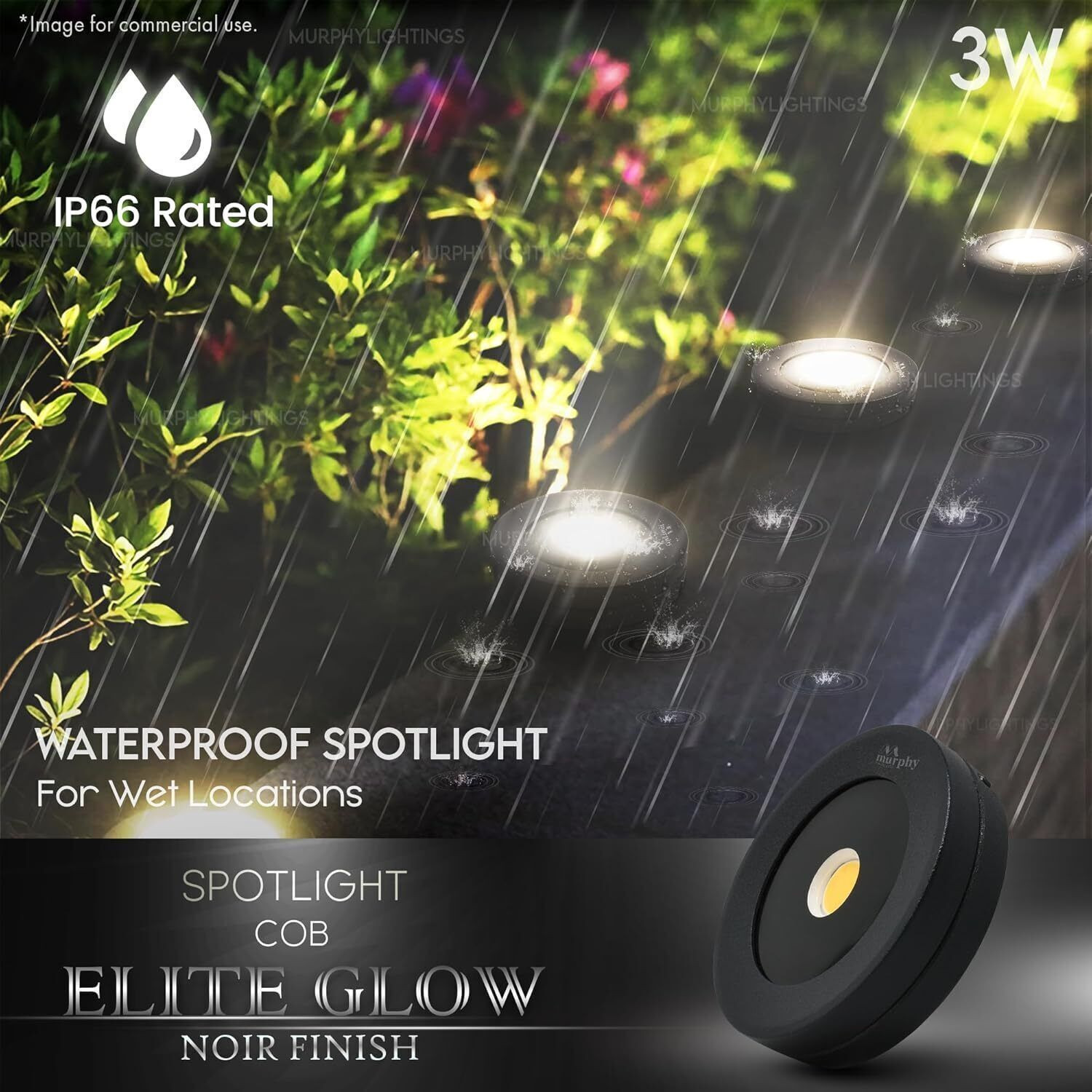 Image of MURPHY 3W Elite Glow Noir Waterproof LED Surface Cabinet Down Light (Warm White) Surface Ceiling Light Ceiling Lamp