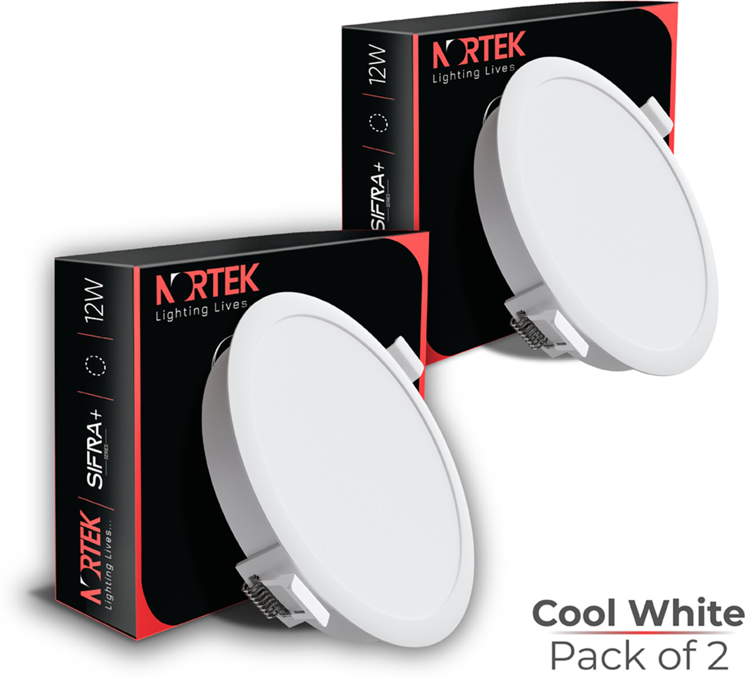 Image of Nortek 12W COB LED Downlight | 4-inch Cutout | Anti-Glare | Cool White 6500K- 2PC Downlighter Ceiling Light Ceiling Lamp