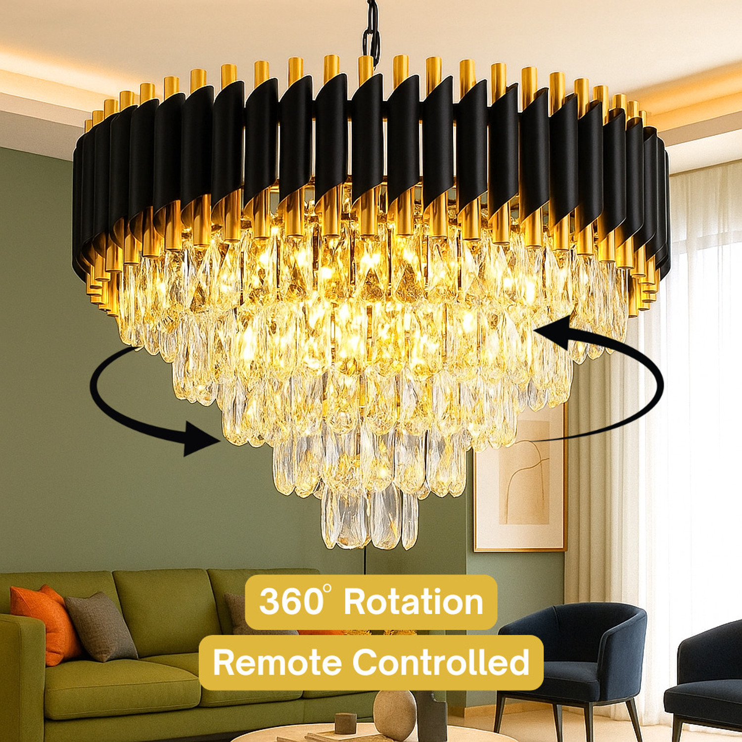 Image of Adwait 500MM Black Gold Moving chandelier Chandelier Ceiling Lamp