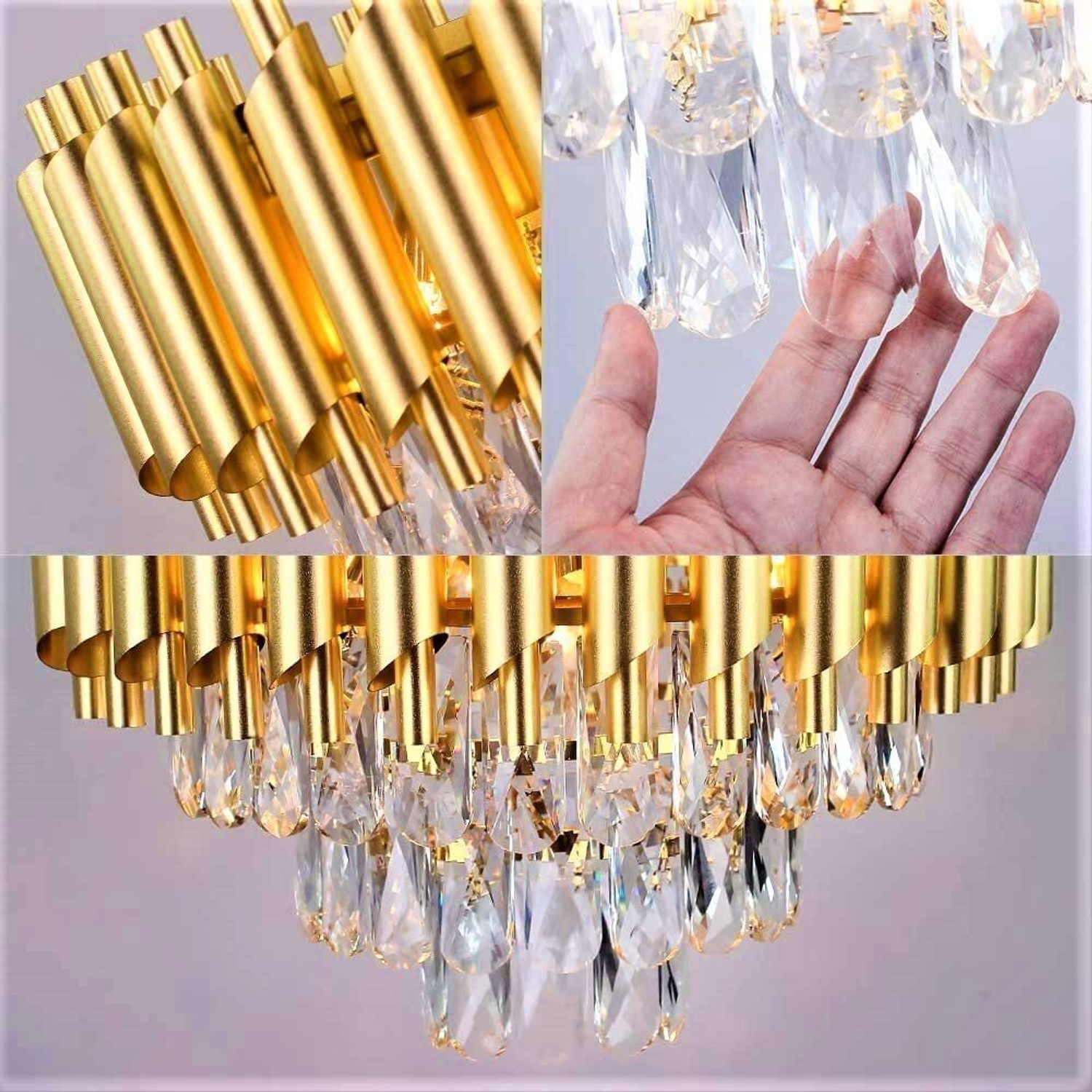 Image of Adwait 300mm Chandelier Hanging Ceiling Pendant Jhumar Ceiling Lamp (Colour, Gold ) Chandelier Ceiling Lamp
